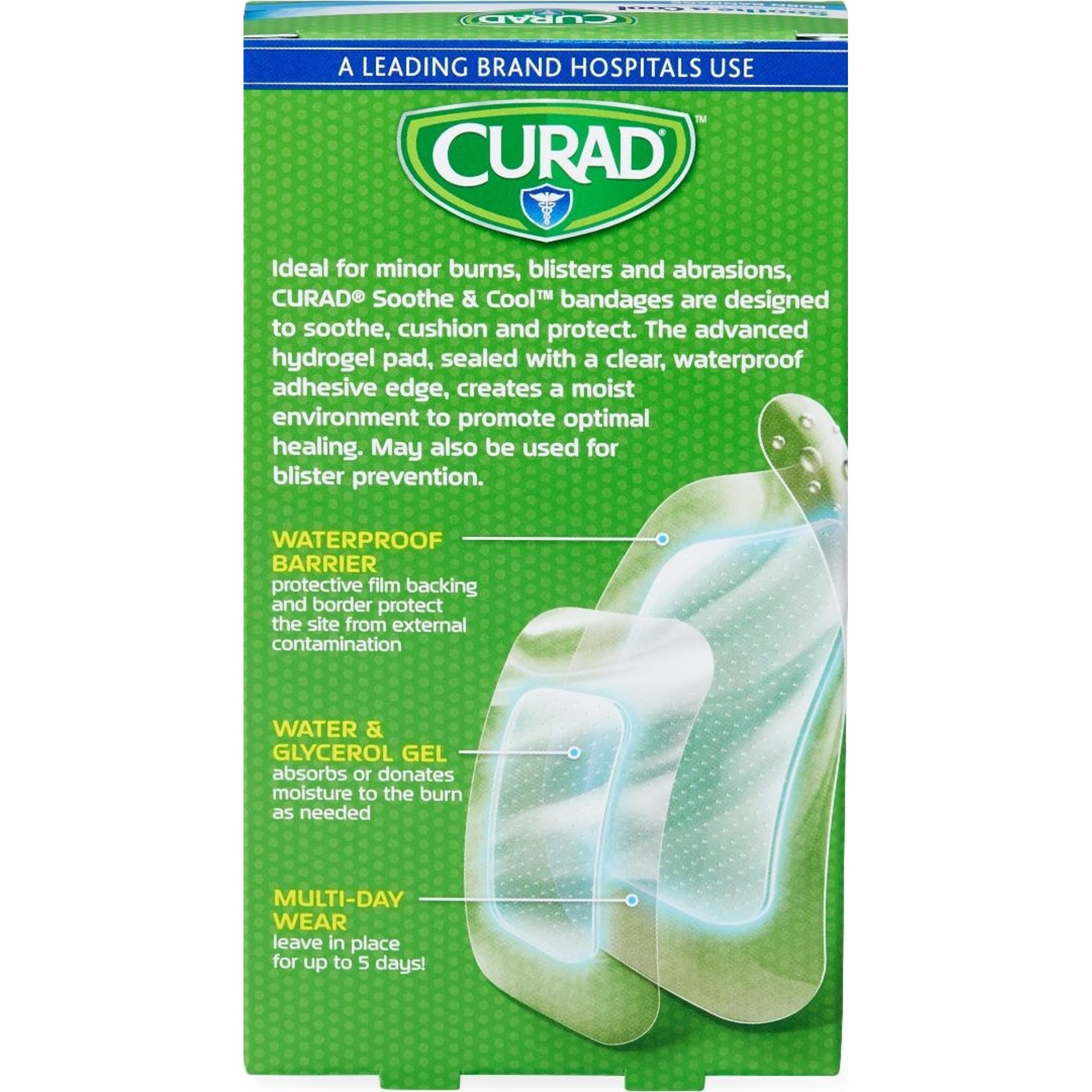 Curad Soothe and Cool Burn Bandage, Assorted Sizes, CUR5236V1H, Box of 8