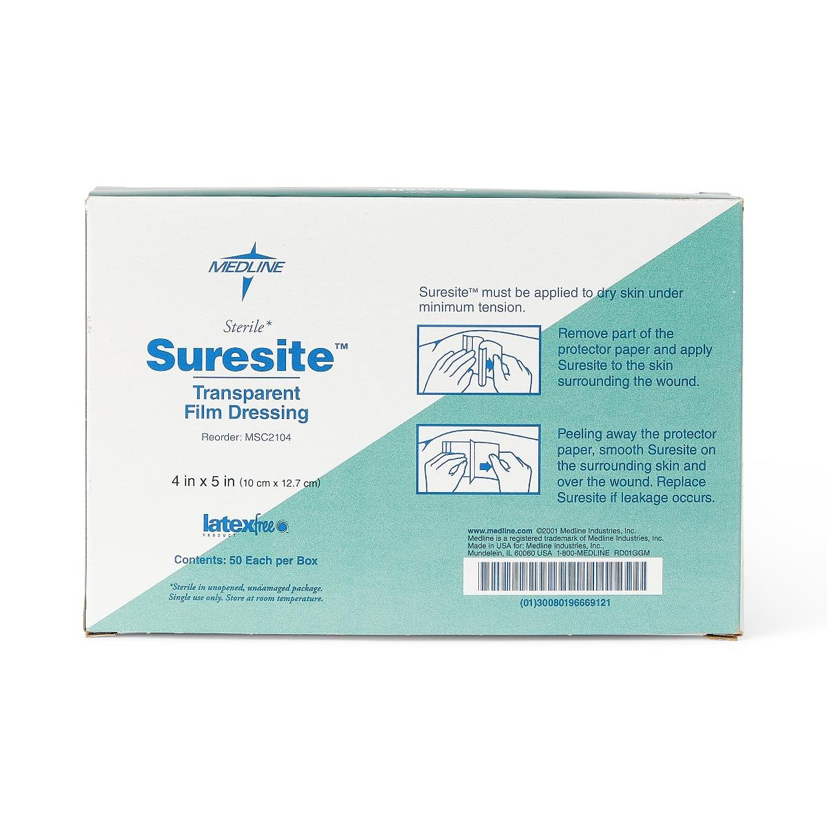 Suresite Transparent Film Dressings, 4" X 5"
, MSC2104, Box of 50