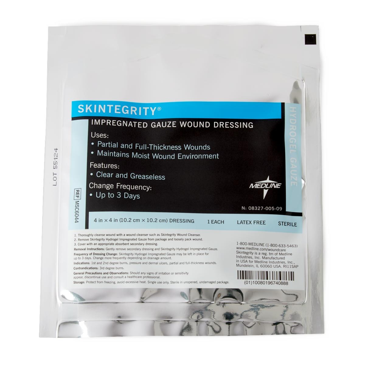 Medline Skintegrity Hydrogel Impregnated Gauze Wound Dressing, MSC6044, 4" X 4" - Case of 30