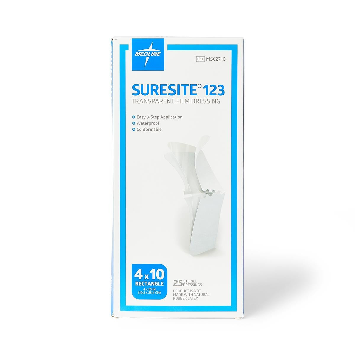 Suresite 123 Transparent Film Dressing, MSC2710ZZ, 4" X 10" - Box of 25