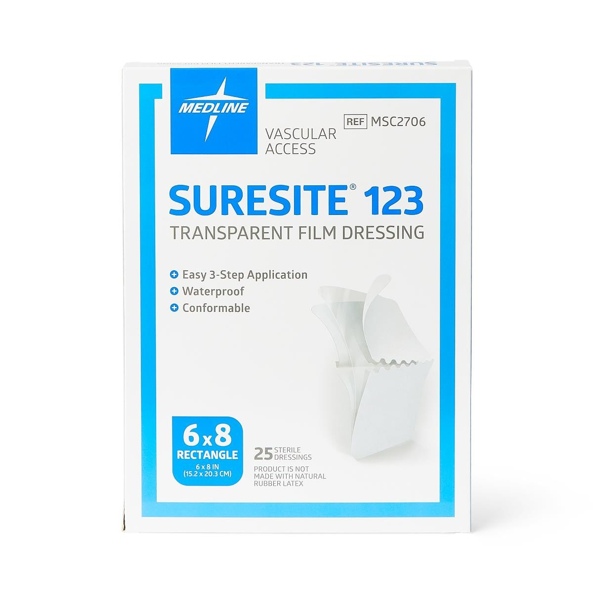 Suresite 123 Transparent Film Dressing, MSC2706ZZ, 6" X 8" - Box of 25
