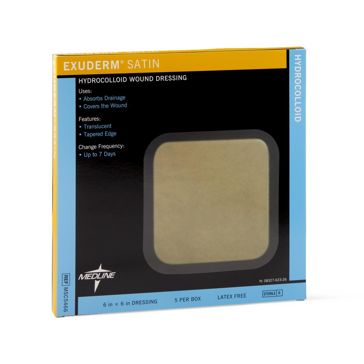 Exuderm Satin Hydrocolloid Wound Dressing, MSC5466, 6" X 6" - Box of 5