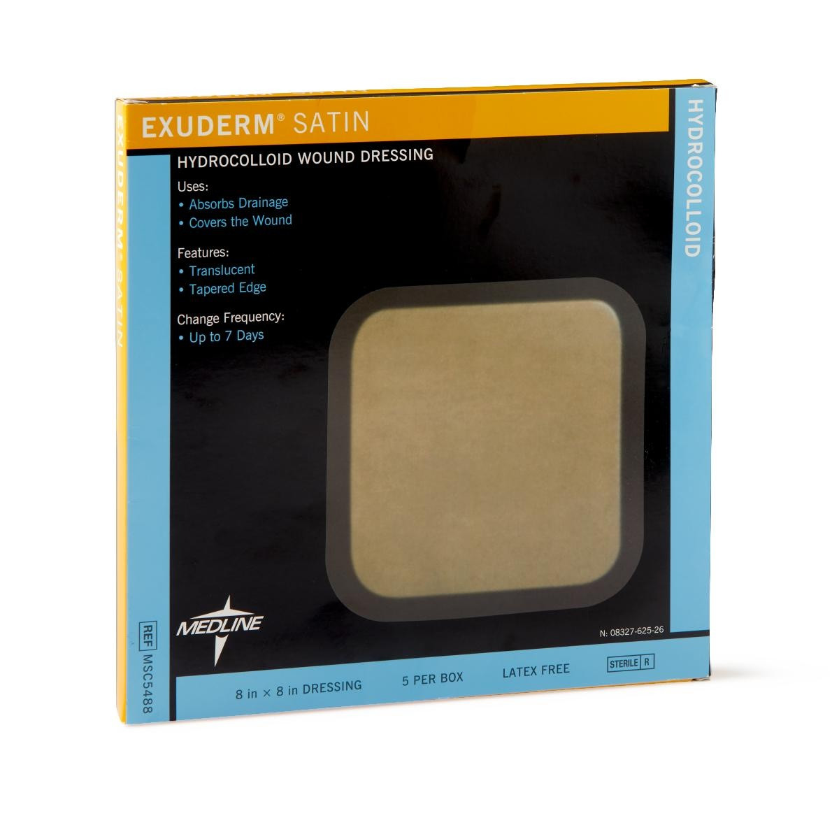 Exuderm Satin Hydrocolloid Wound Dressing, MSC5488, 8" X 8" - Box of 5