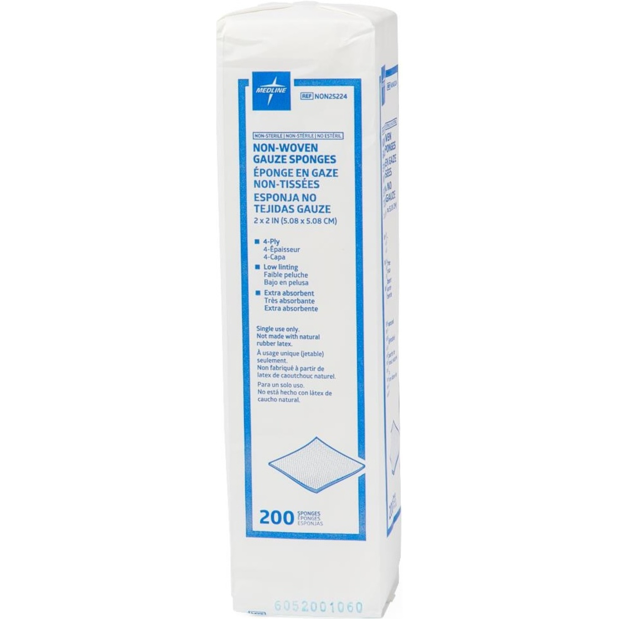 Medline Non-Woven 4-Ply Gauze Sponges, Non-Sterile  , NON25334Z, 3" X 3" - Bag of 200