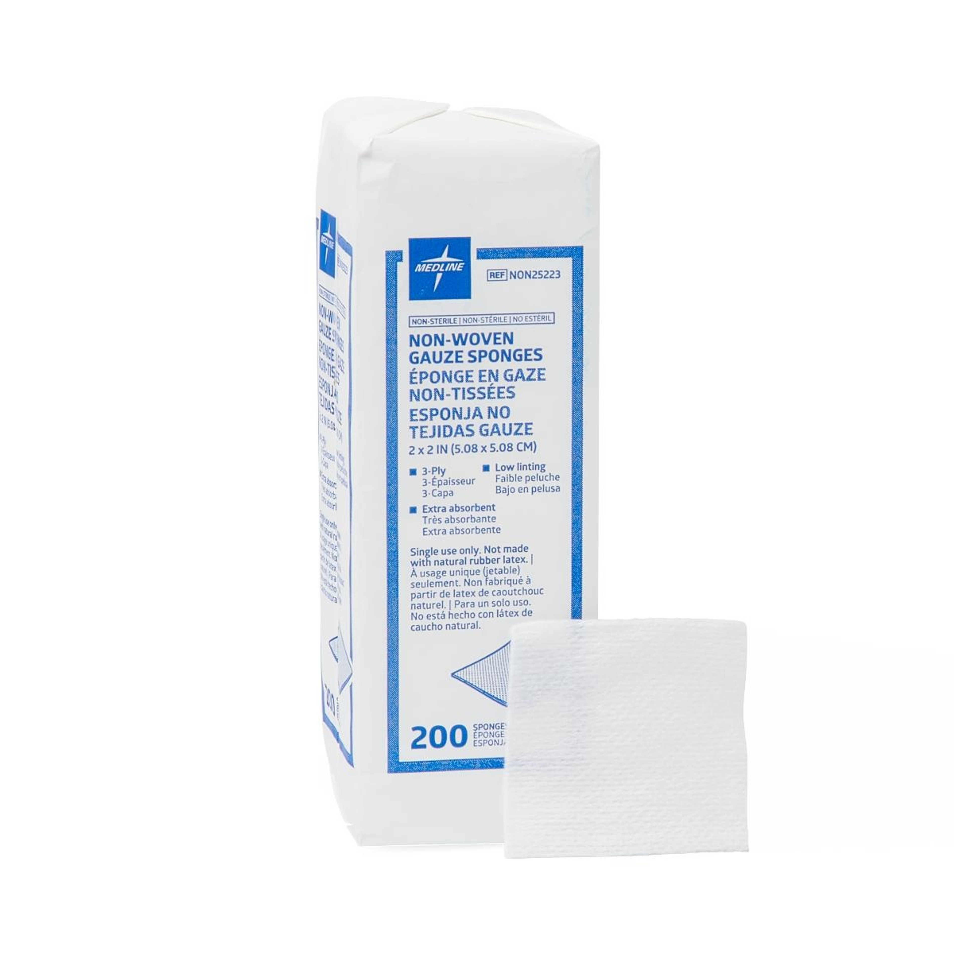 Medline Non-Sterile Non-Woven Gauze 3-Ply Sponges  , NON25443, 4" X 4" - Case of 4000