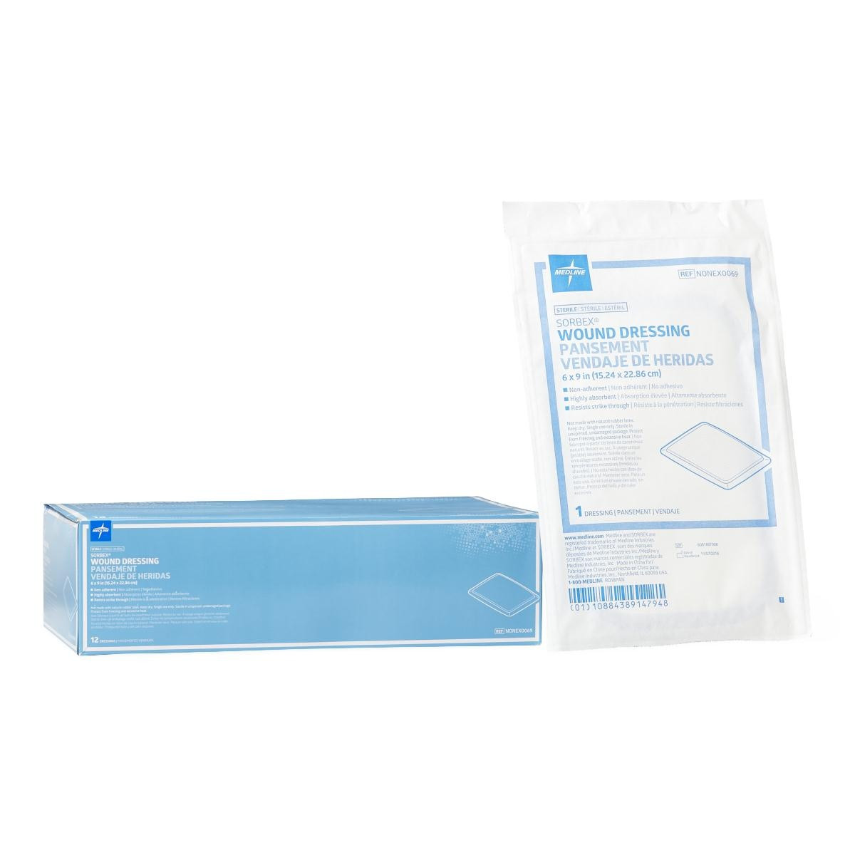 Medline Sorbex Sterile Wound Dressings, NONEX0069Z, 6" X 9" - Box of 12