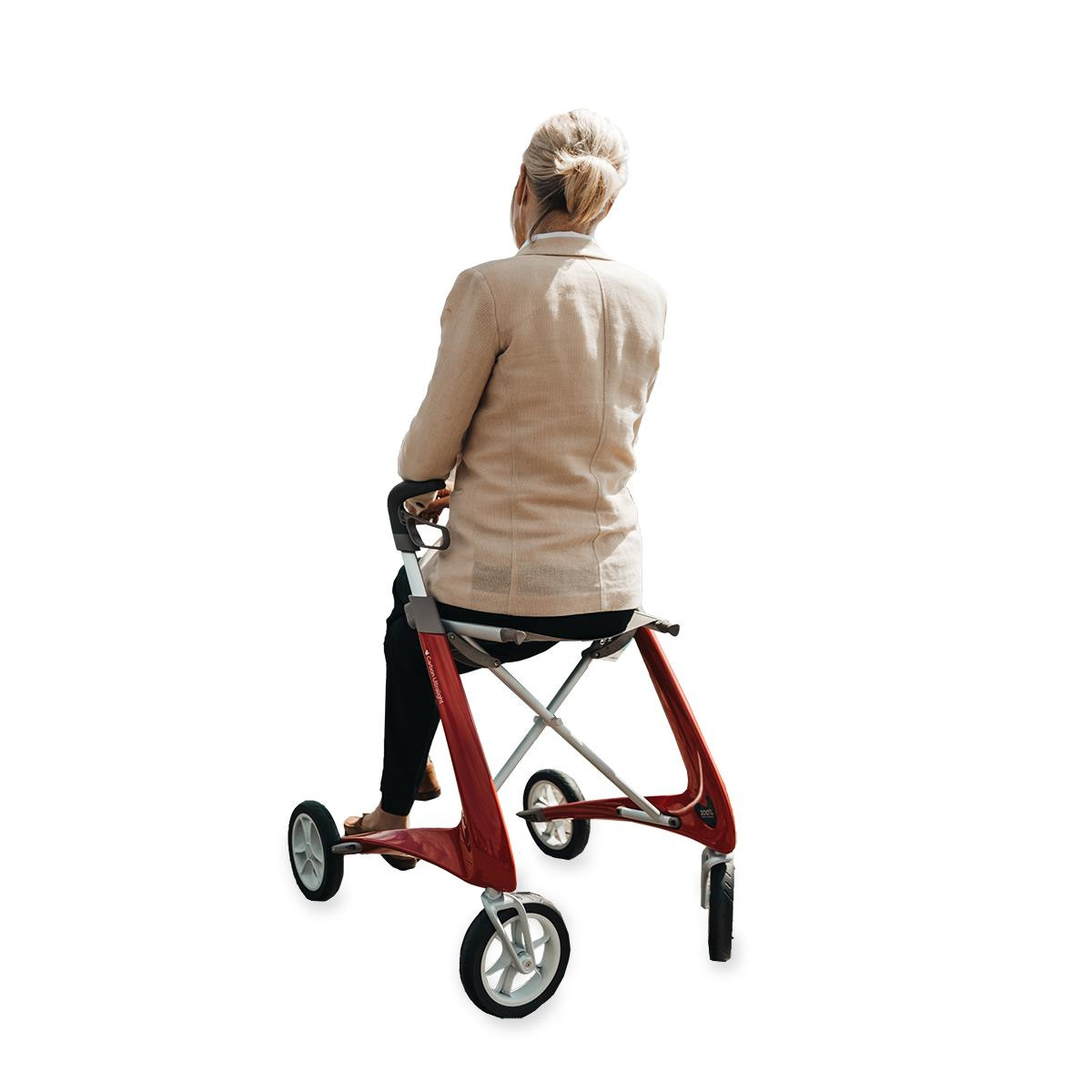 Carbon Fiber Rollator, 18.5" W X 24" H Comfort Seat, BYA100LGR, Red - 1 Each