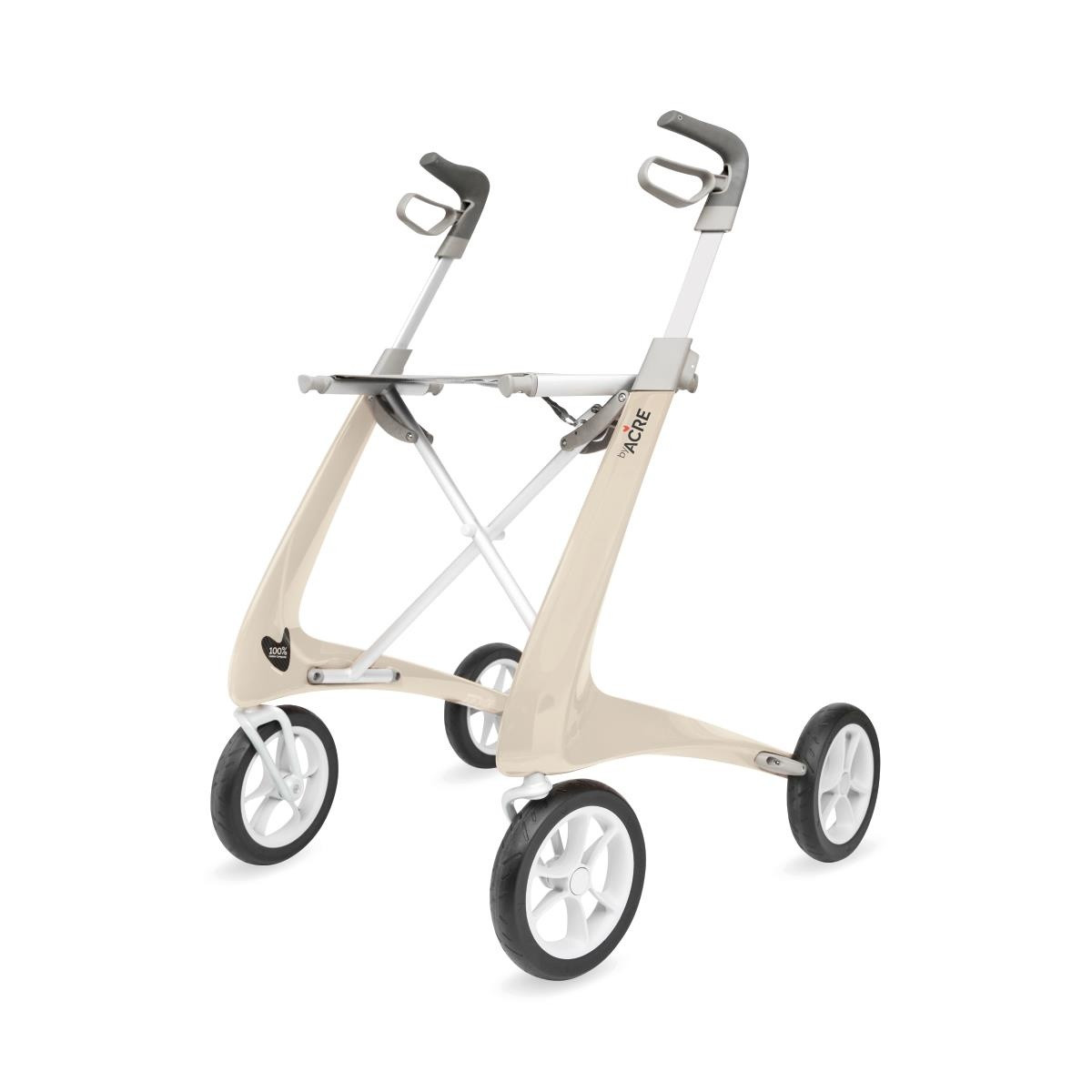 Carbon Fiber Rollator, 16.1" W X 22" H Compact Seat, BYA100SMW, White - 1 Each