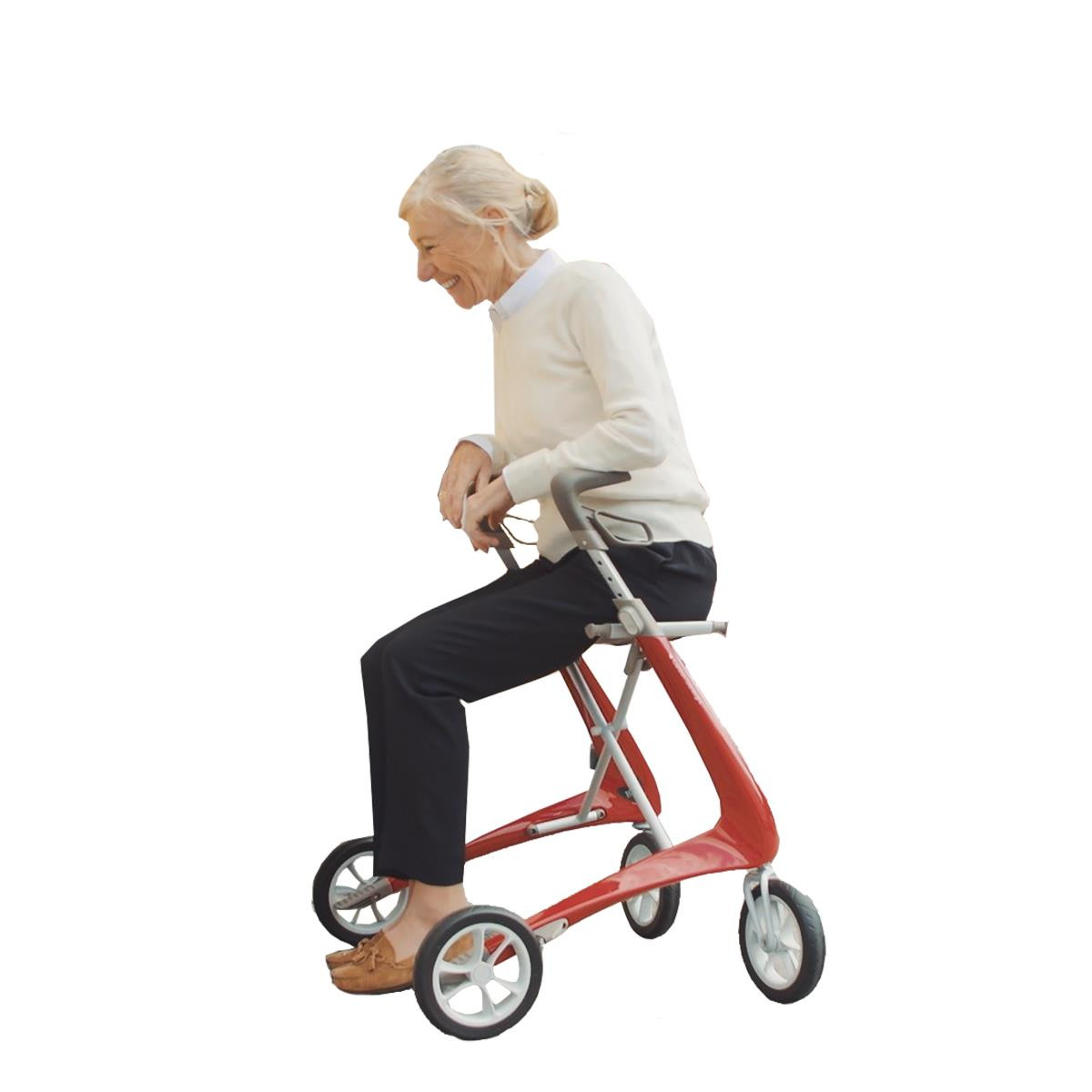 Carbon Fiber Rollator, 16.1" W X 22" H Compact Seat, BYA100SMR, Red - 1 Each