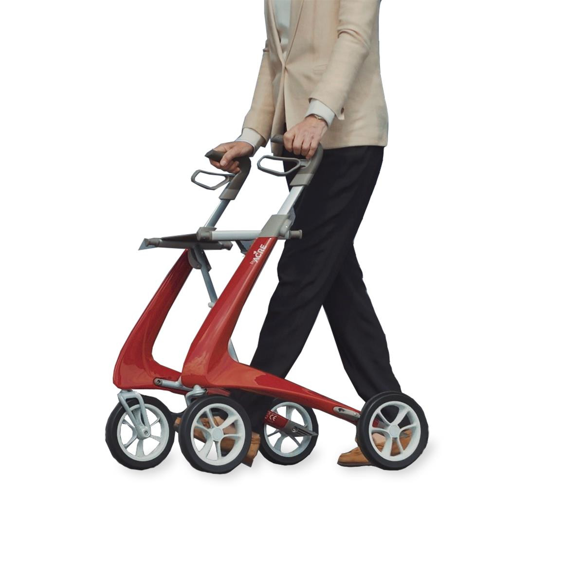 Carbon Fiber Rollator, 16.1" W X 22" H Compact Seat, BYA100SMR, Red - 1 Each