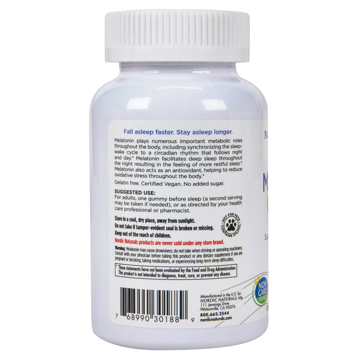 Nordic Naturals Zero Sugar Melatonin Gummies, Raspberry Flavor