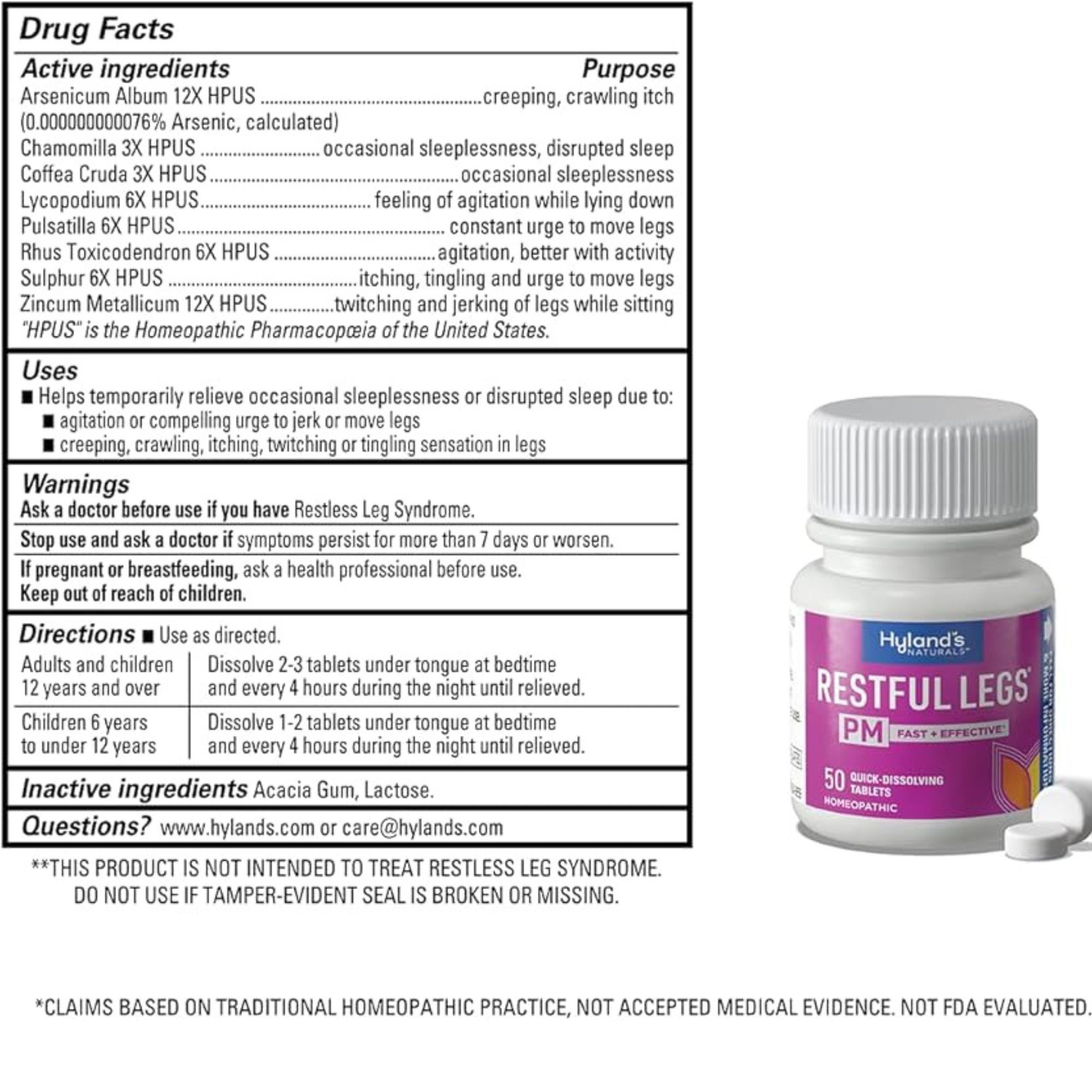 Hyland's Restful Legs PM, 50 Tablets , 354973335202, 1 Each