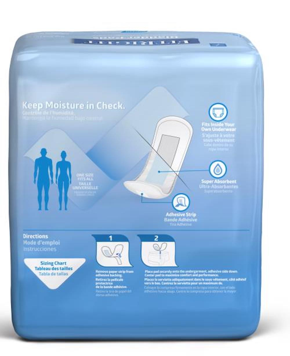 Medline Bladder Control Pads, Moderate Absorbency, MSC326100Z, 3" X 10 1/2" - Bag of 16