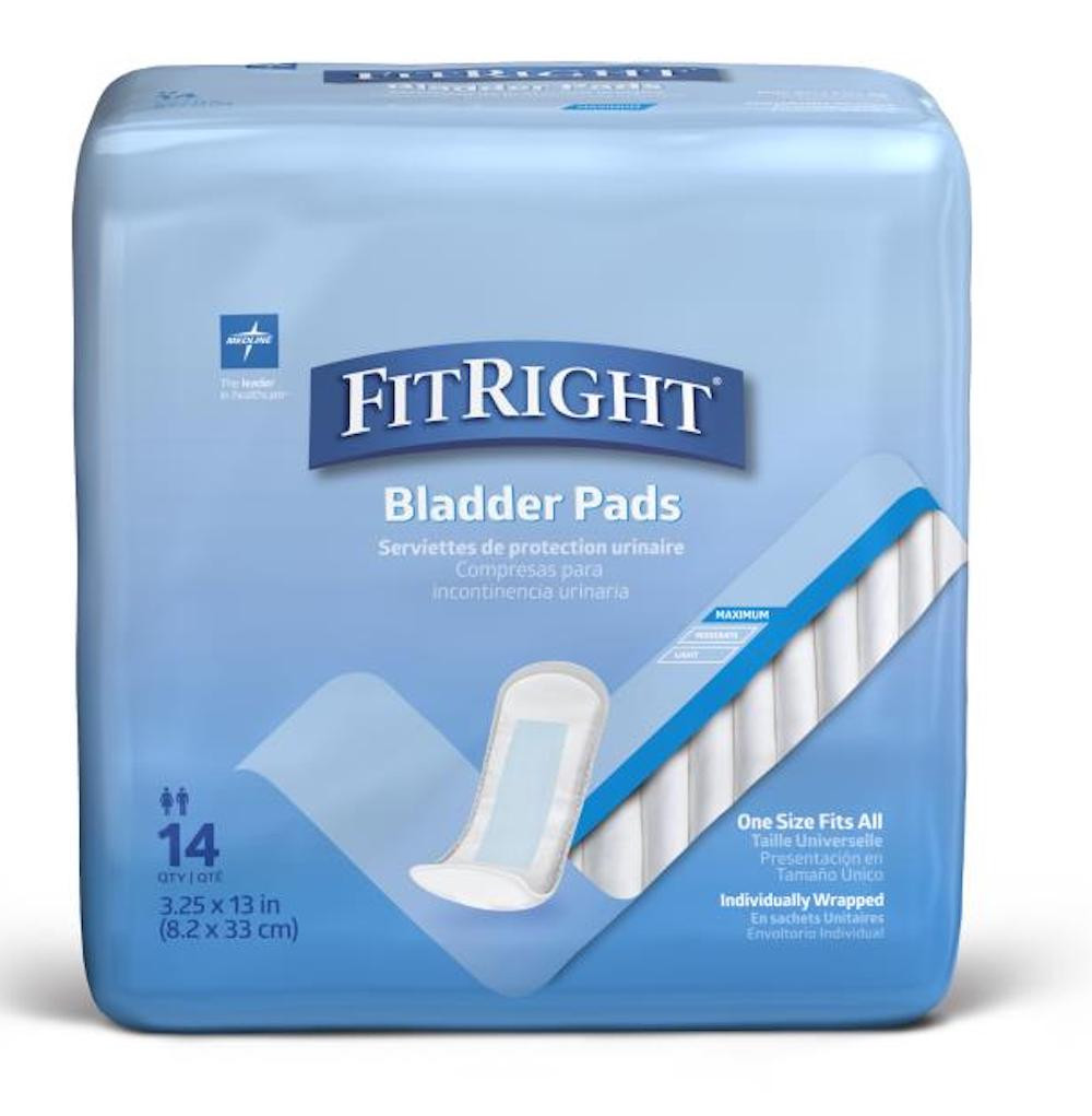 Medline Bladder Control Pads, Maximum Absorbency, MSC327100Z, 3 1/4" X 13" - Bag of 14