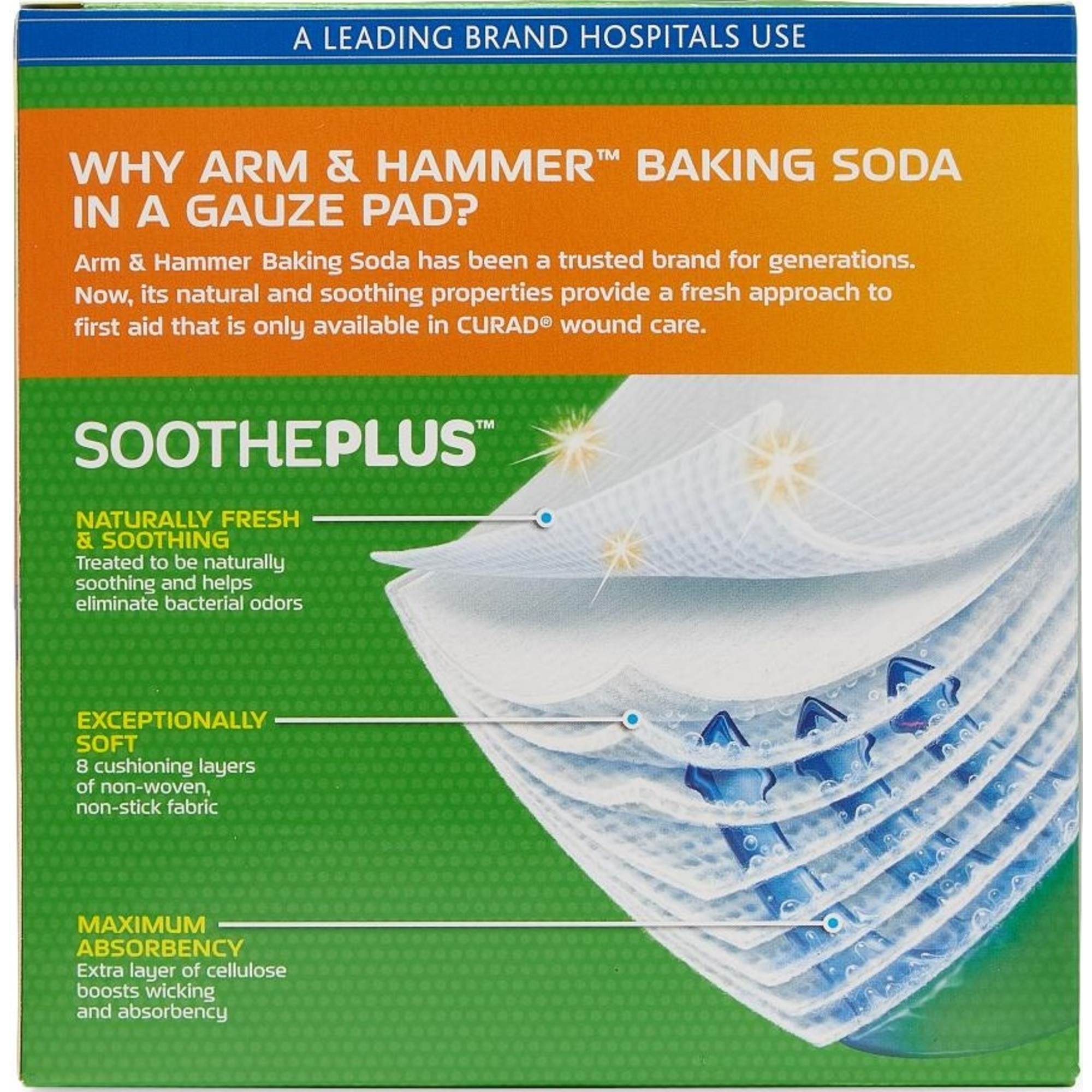 Curad SoothePlus Gauze Pads with Arm and Hammer, CUR202225AH, Small (2" X 2") - Case of 25