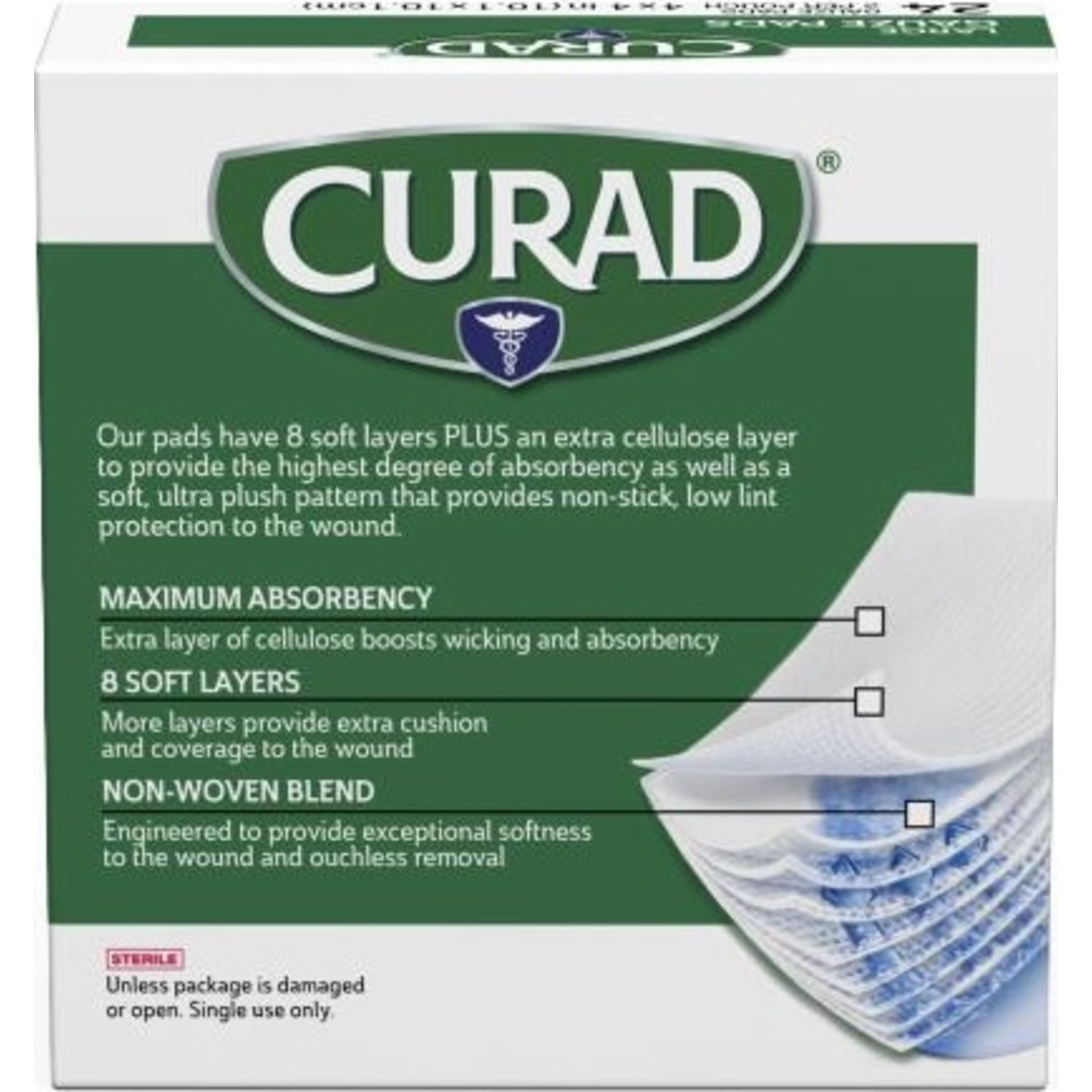 Curad Avant-Gauze Pads, CUR26444, 4" X 4" - Case of 24