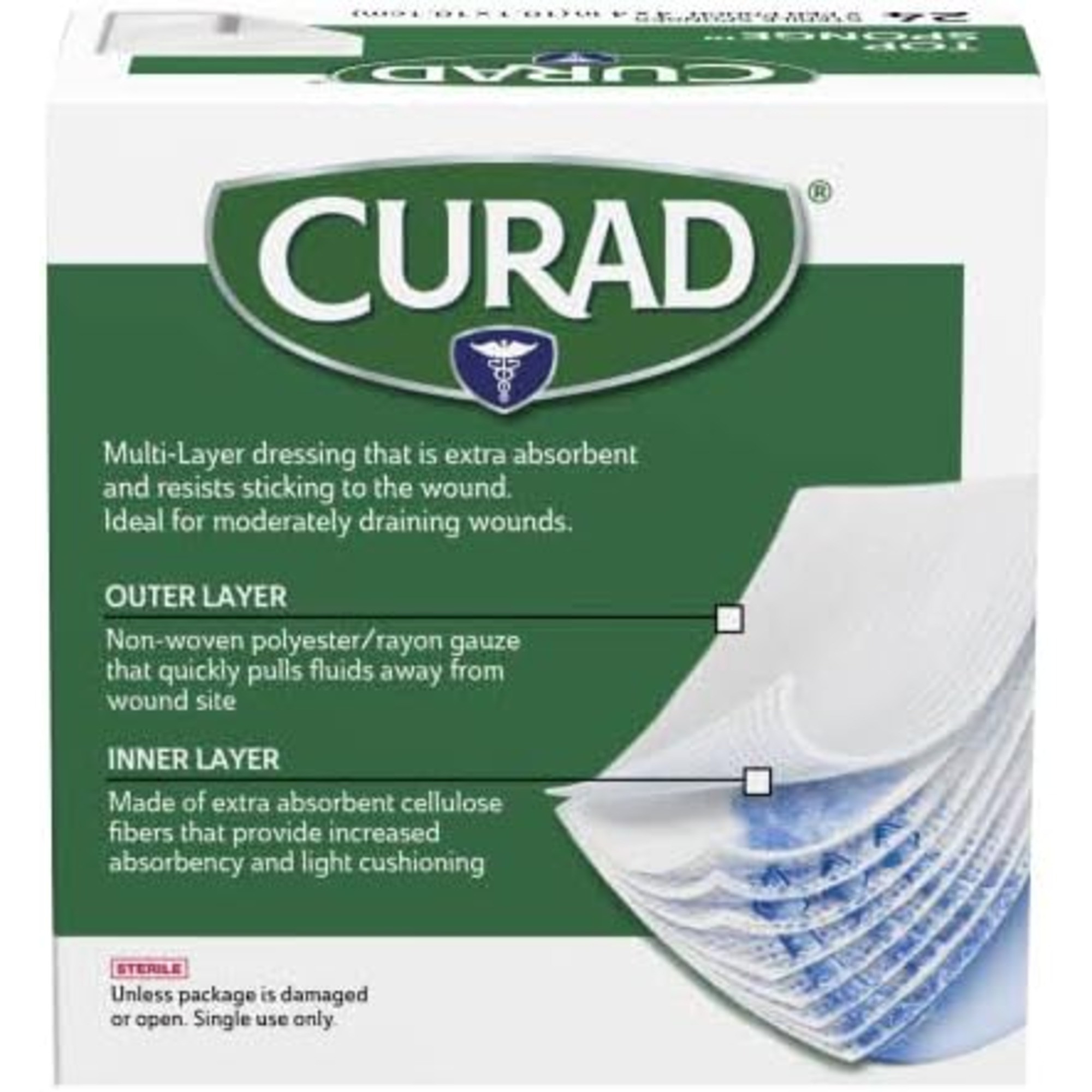 Curad Post-Op Top Sponge Gauze Pads, CUR21442, 4" X 4" - Case of 24