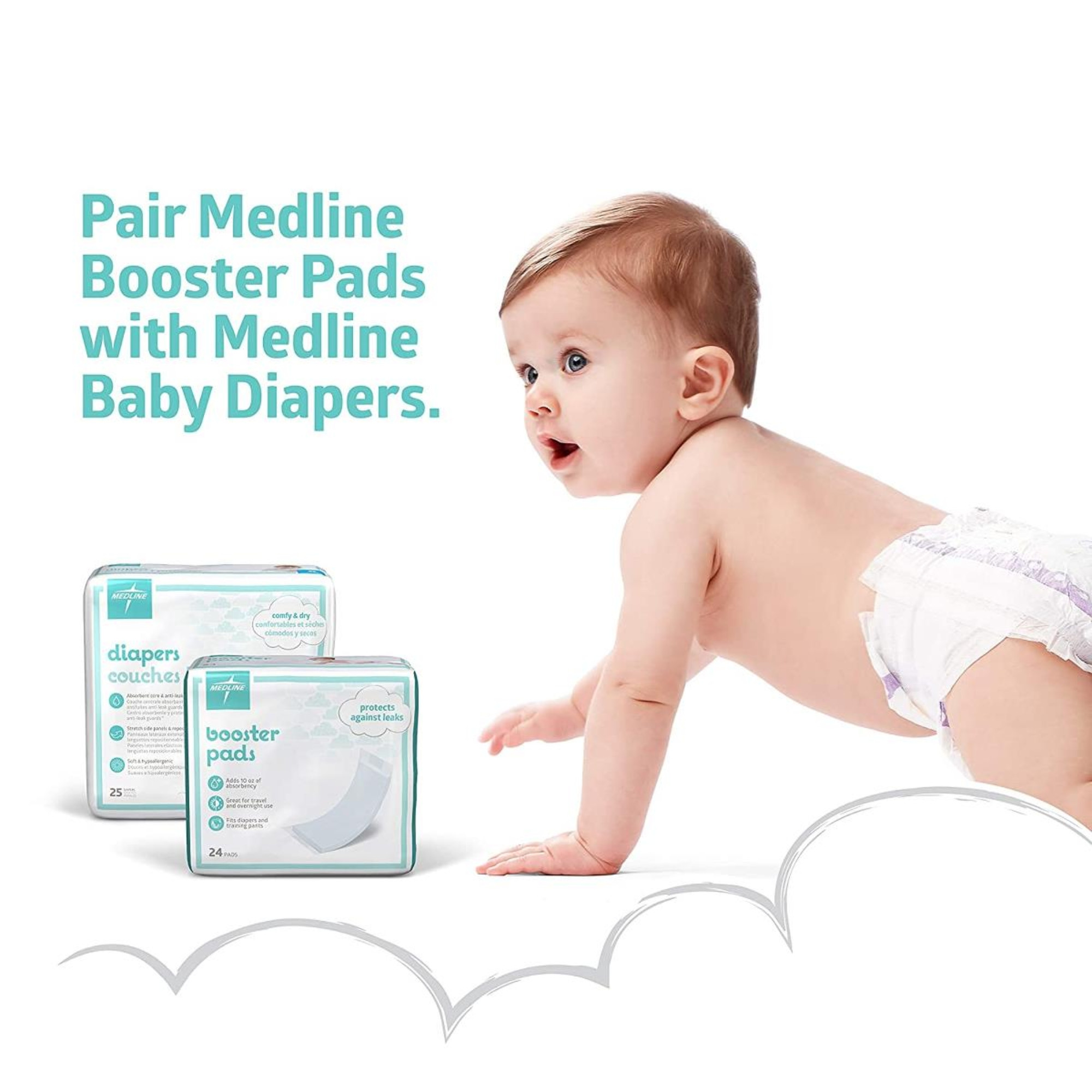 Medline Booster Pads, Light Absorbency