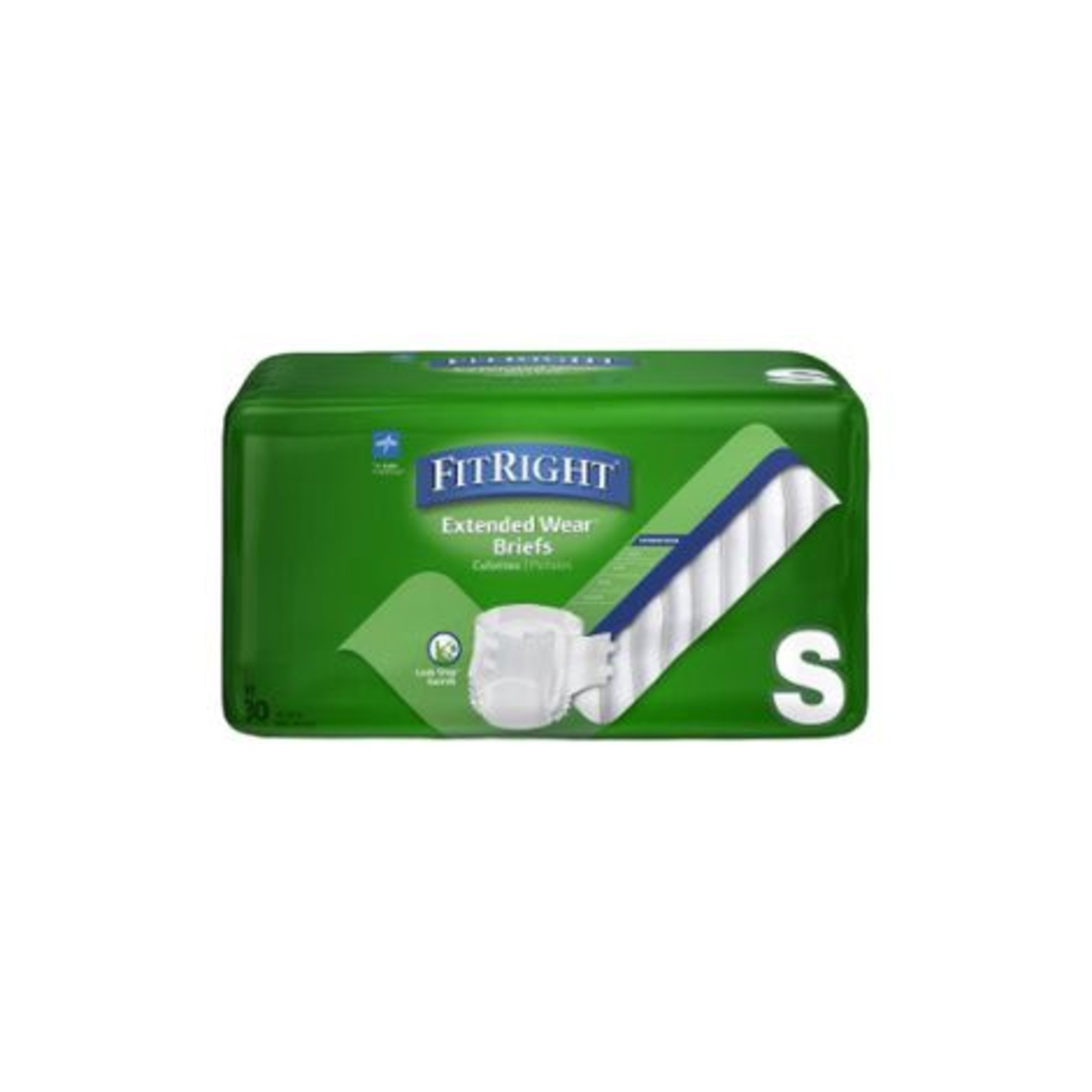 Medline Extended Wear Briefs with Tabs, Overnight Absorbency , MTB80200Z, Small 19"-31" - Bag of 30