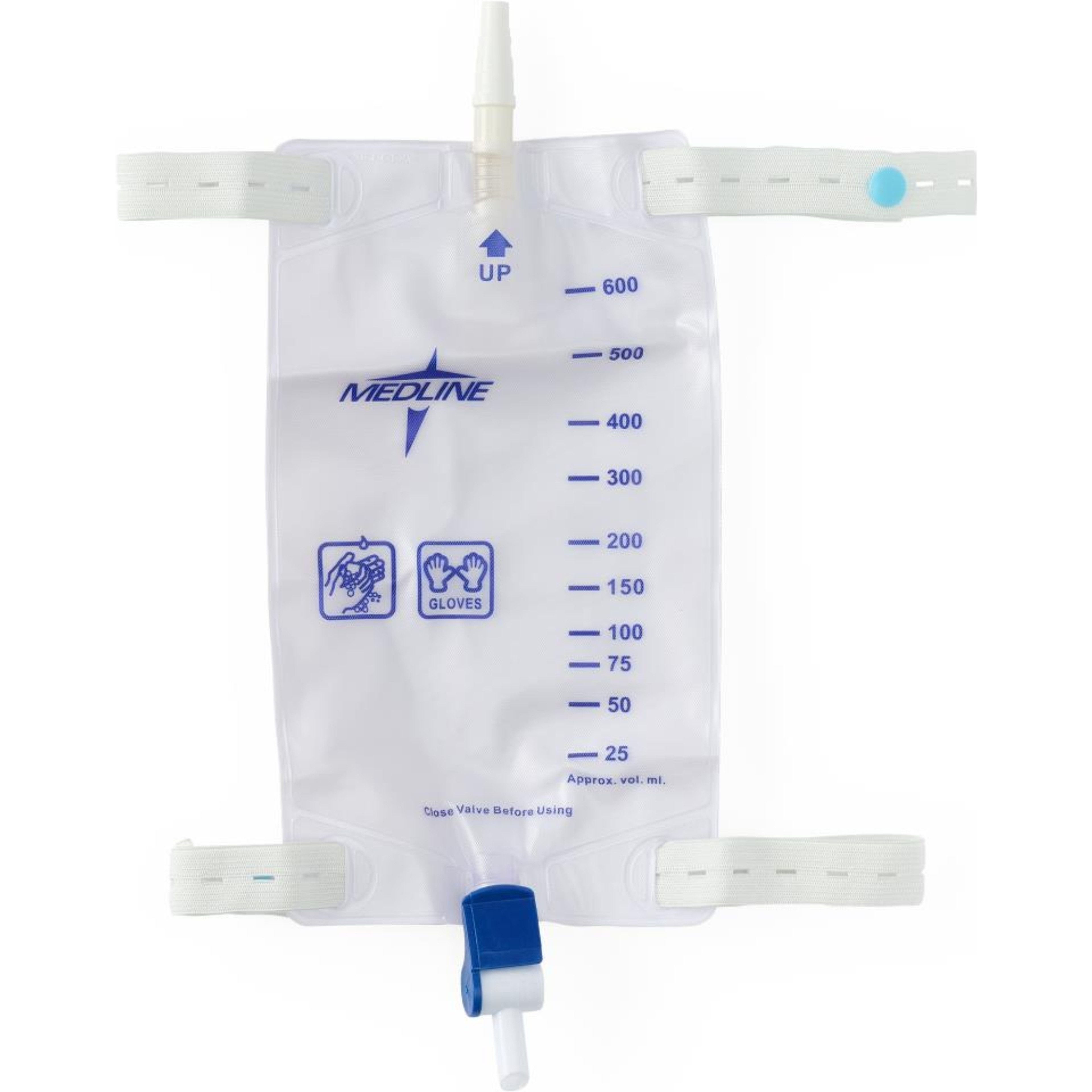 Medline Urinary Leg Bag with Elastic Straps, Flip-Drain Spout