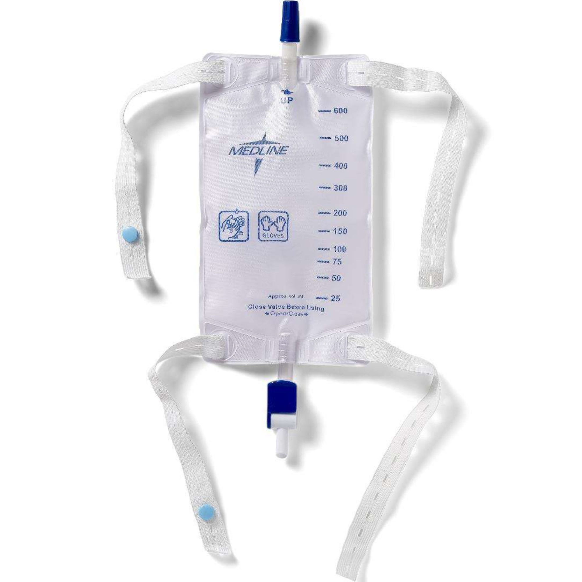 Medline Urinary Leg Bag with Elastic Straps, Flip-Drain Spout