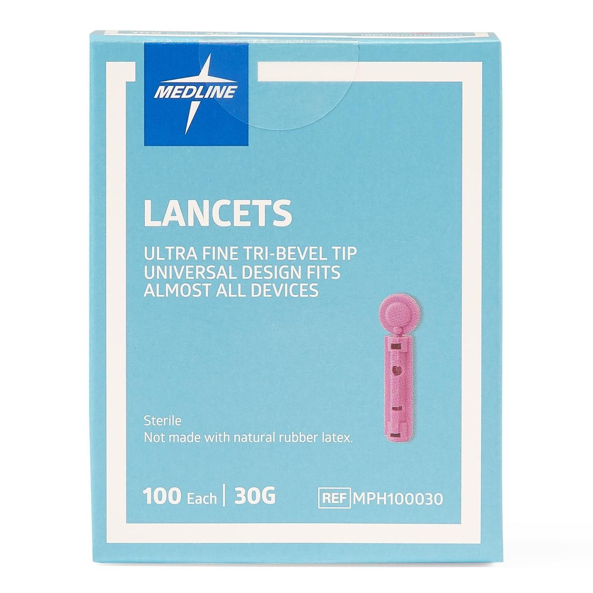 Medline Ultra Fine Tri-Bevel Tip Lancets, MPH100030, 30G - Case of 2500