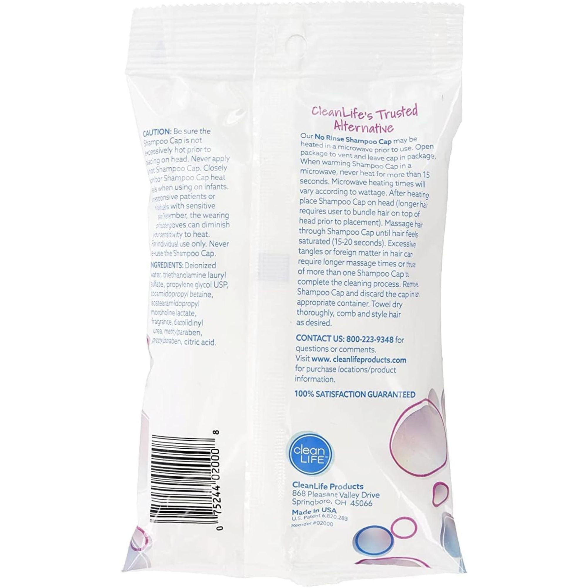 No Rinse Shampoo Cap , 02000, Case of 30