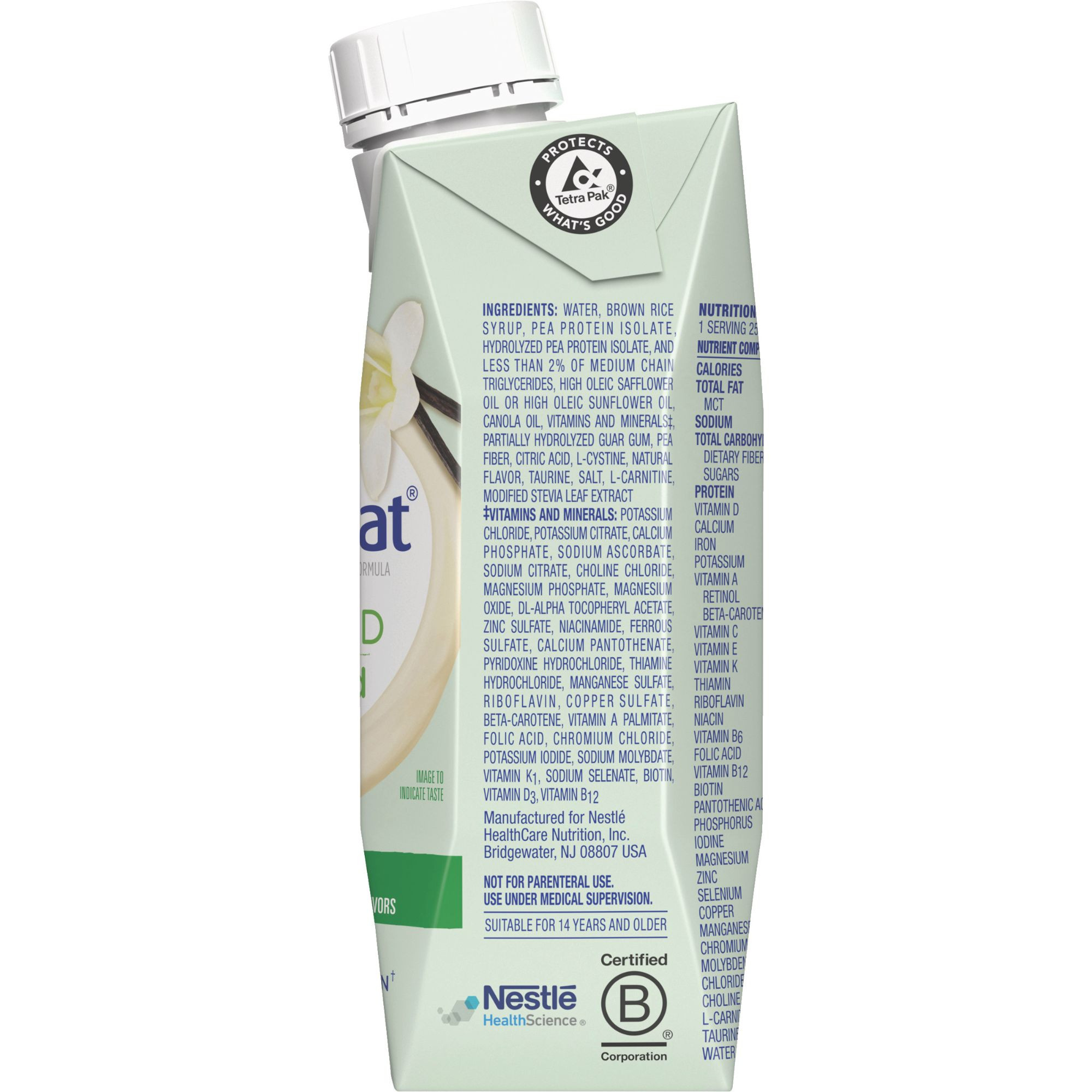 Nestle Compleat Standard Tube Feeding Formula, Vanilla Flavor, 8.45 oz. , 00043900540672, 1.4 Cal - Case of 24