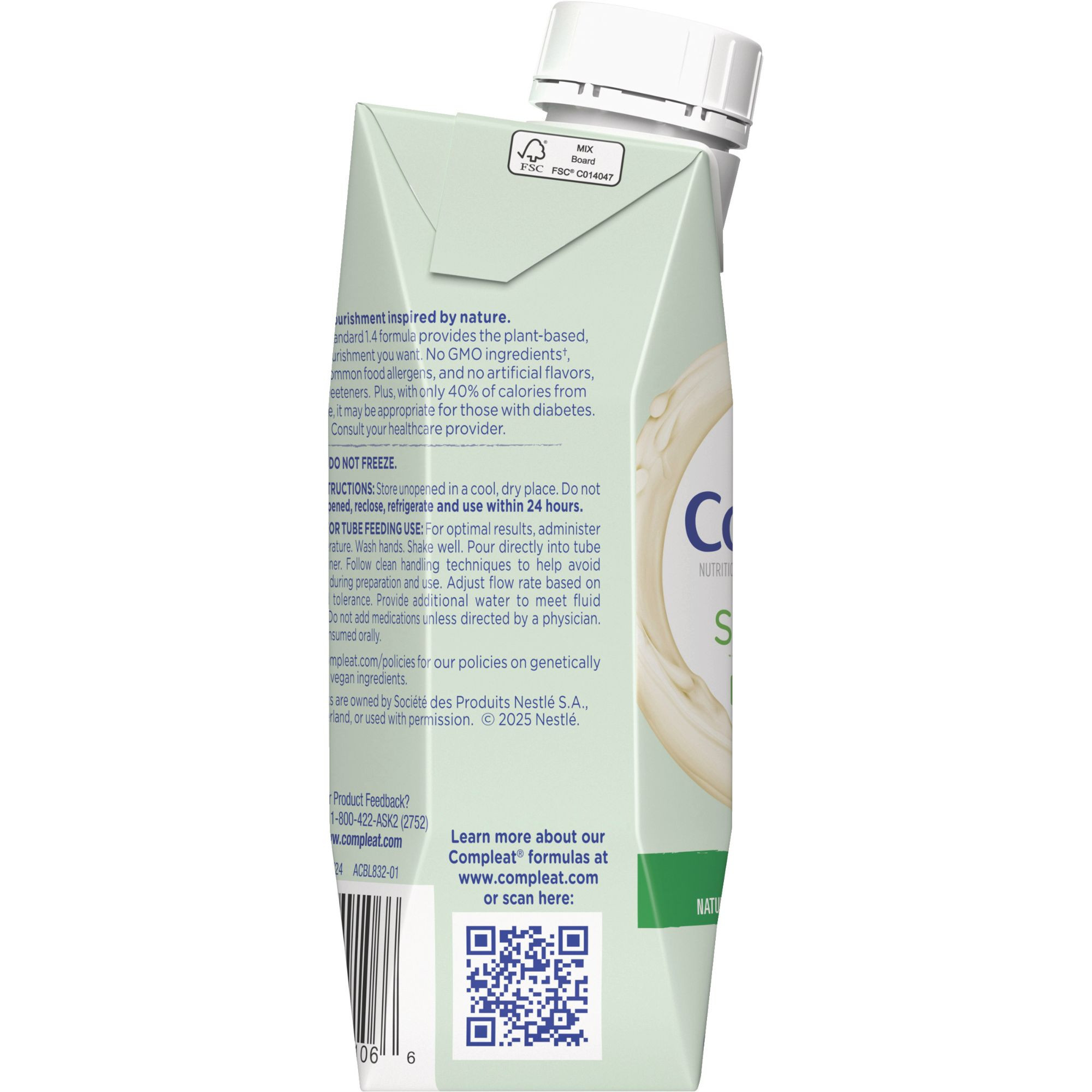 Nestle Compleat Standard Tube Feeding Formula, Vanilla Flavor, 8.45 oz. , 00043900540672, 1.4 Cal - Case of 24