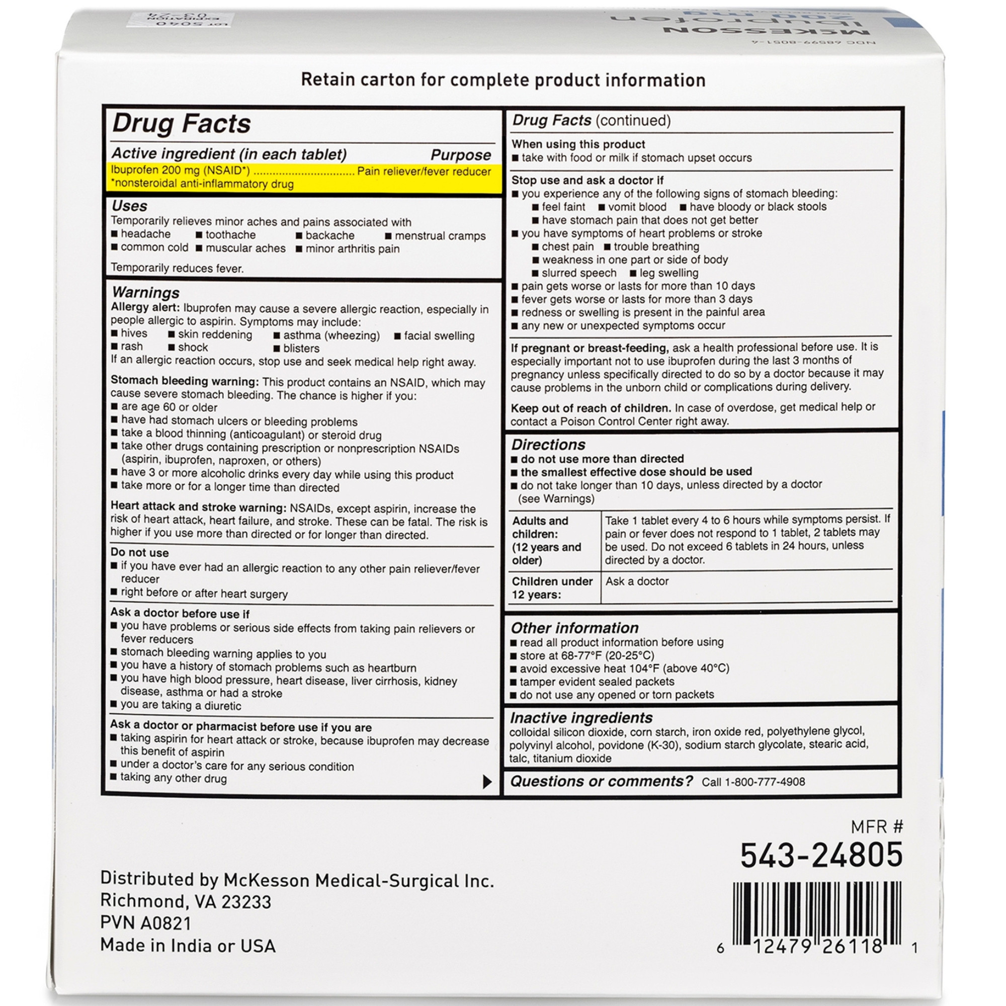 Mckesson Ibuprofen Pain Relief Tablets