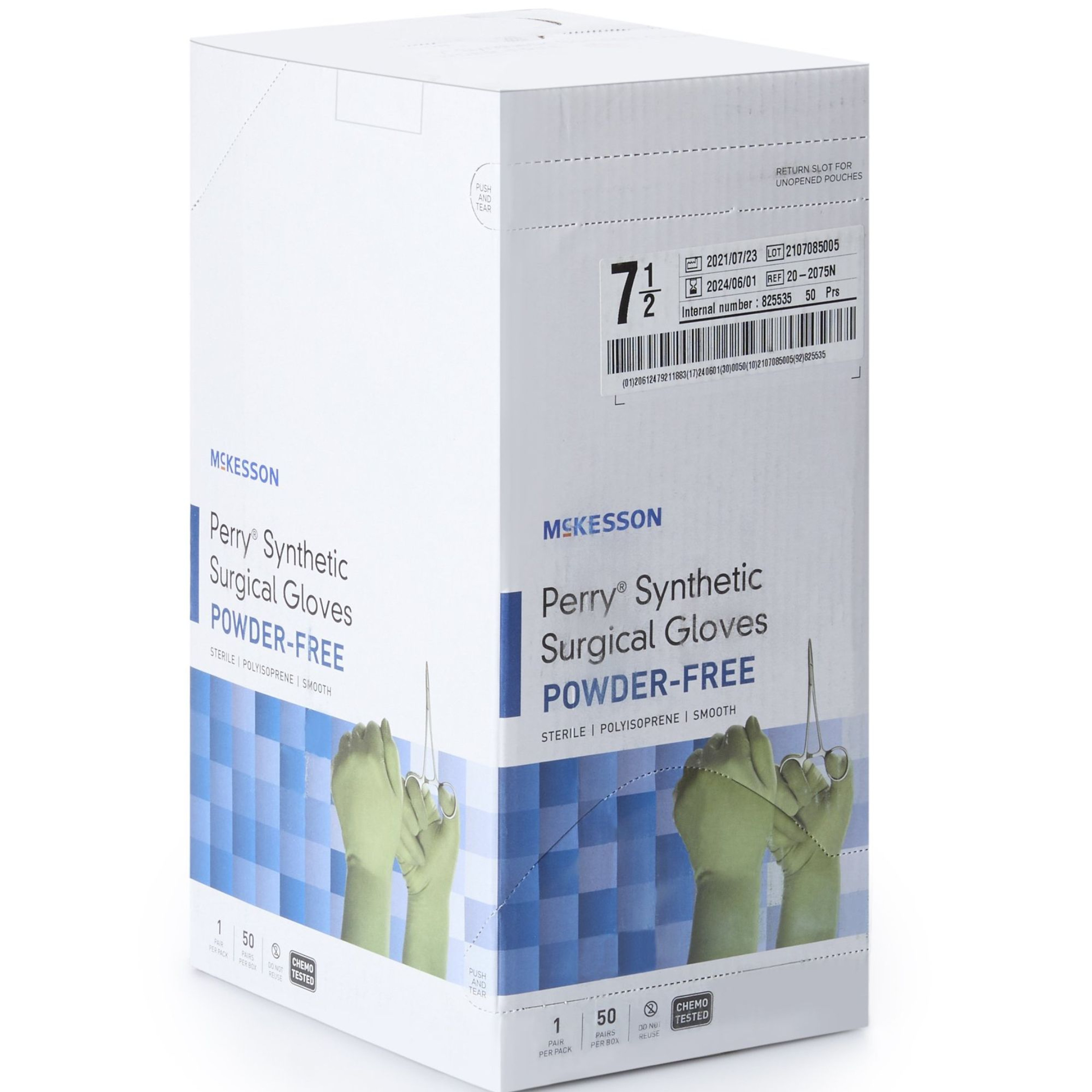 McKesson Perry Synthetic Surgical Gloves, Powder-Free, Size 7.5 , 20-2075N, Box of 50