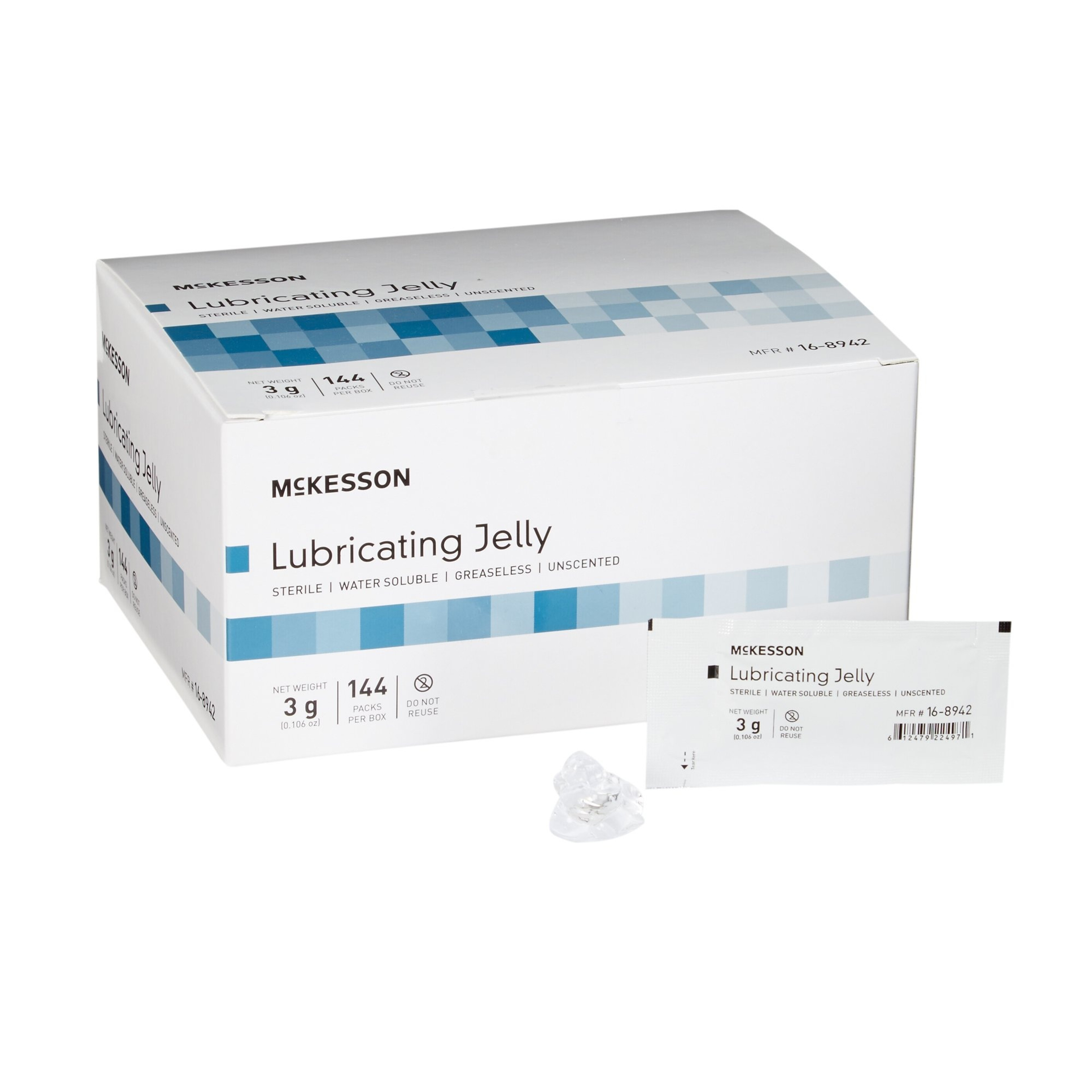 Mckesson Lubricating Jelly, 3 Gram Packets, 16-8942, Box of 144