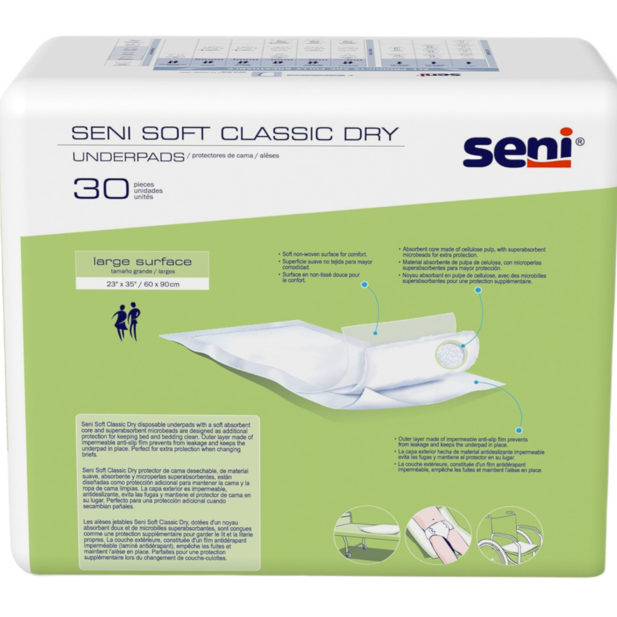 Seni Soft Classic Dry Underpads, Light Absorbency