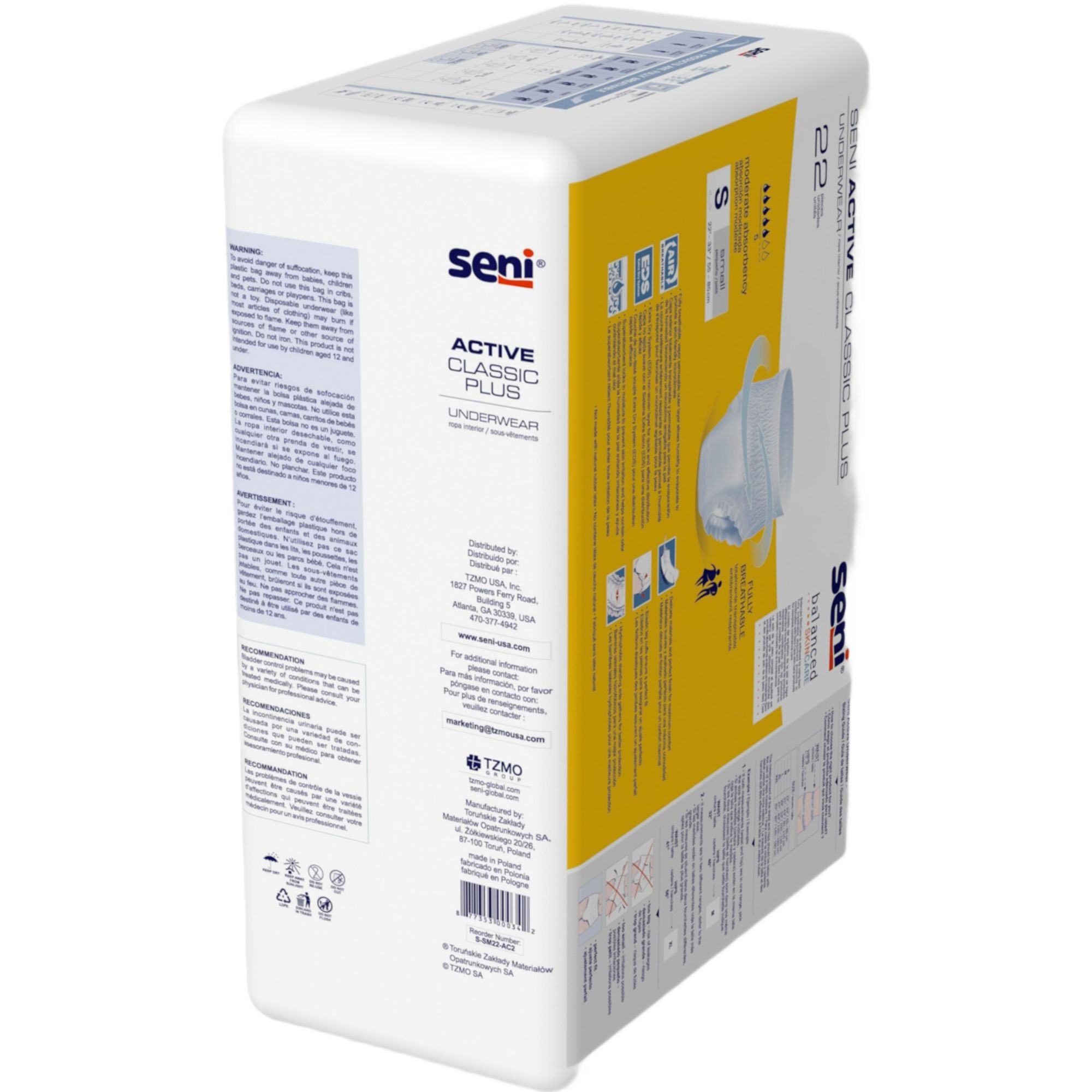 Seni Active Classic Plus Adult Incontinence Pull-Up Underwear, Moderate Absorbency