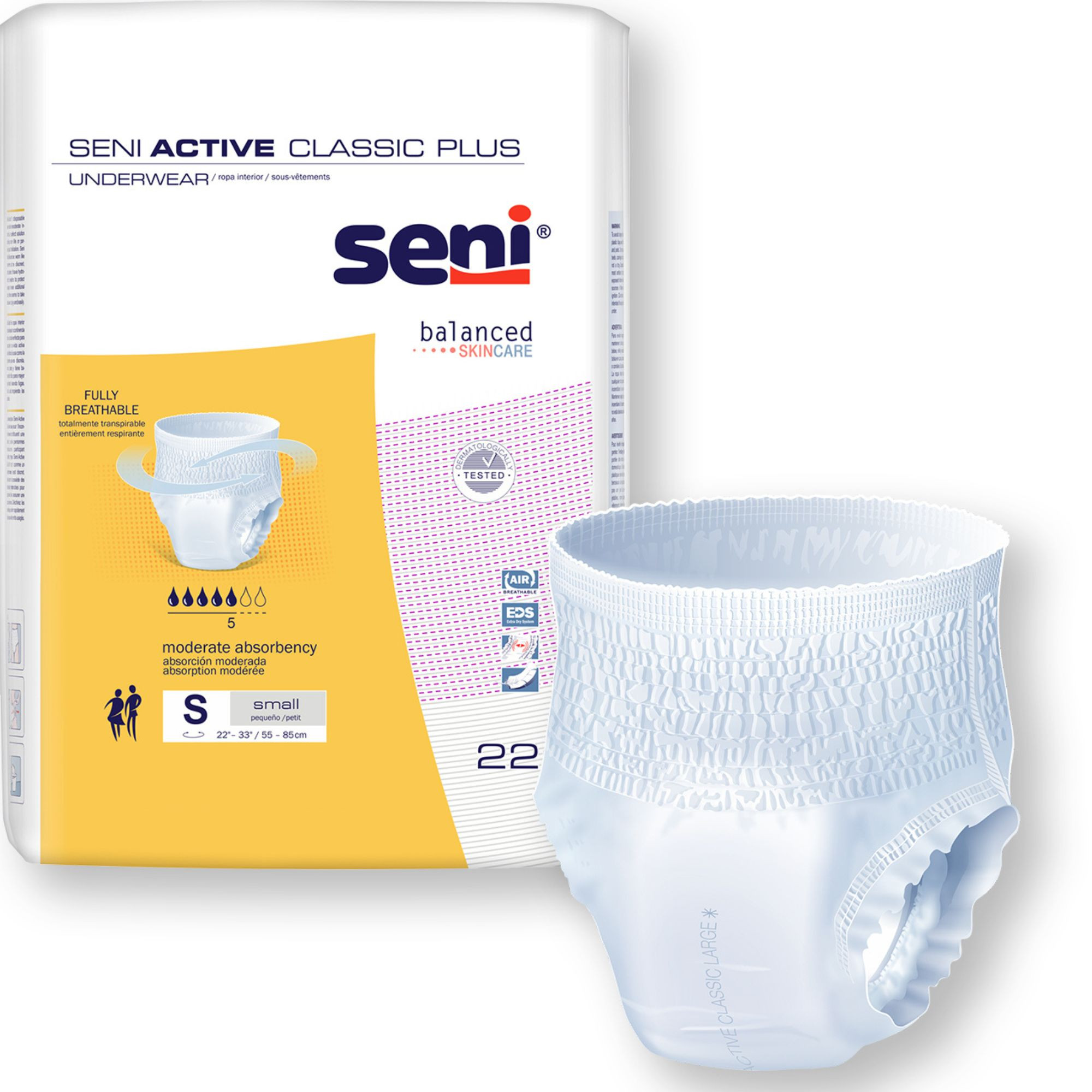 Seni Active Classic Plus Disposable Underwear, Moderate Absorbency
