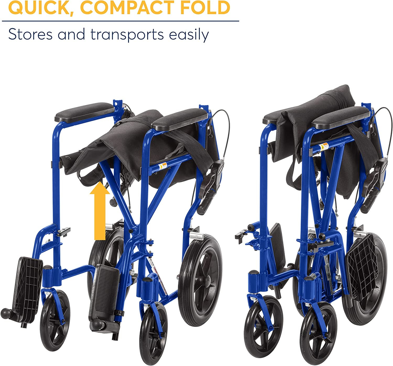 drive Expedition Lightweight Transport Wheelchair, EXP19LTBL, 1 Each