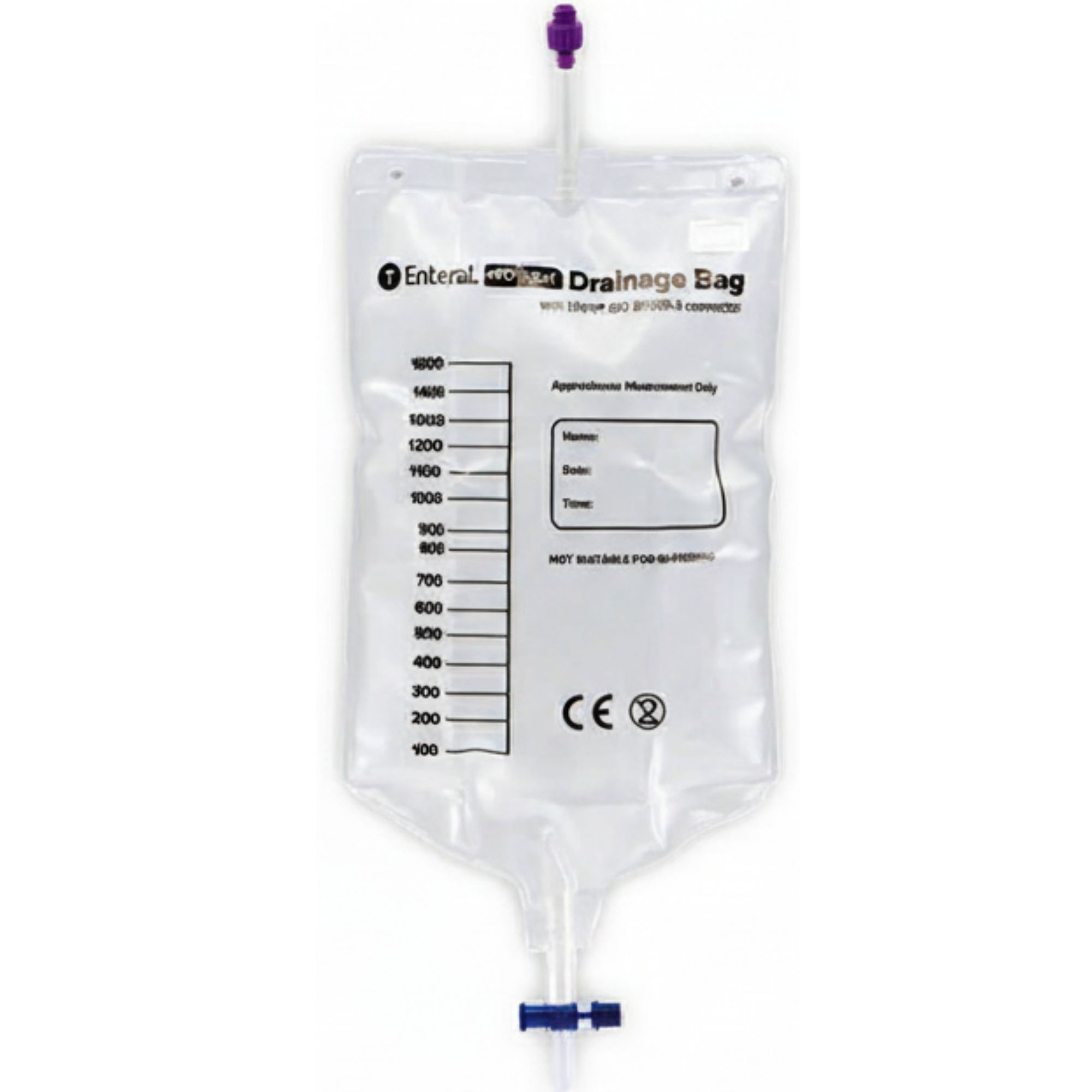 Enteral Barrier Gastrointestinal Drainage Bag, Enfit Connector, DBP-1000, 1000 mL - Box of 50