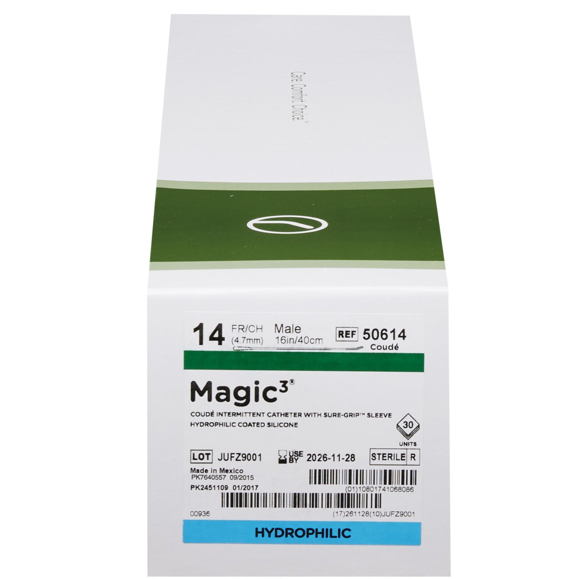 Magic3 Hydrophilic Male Intermittent Coude Tip Catheter with Sure-Grip