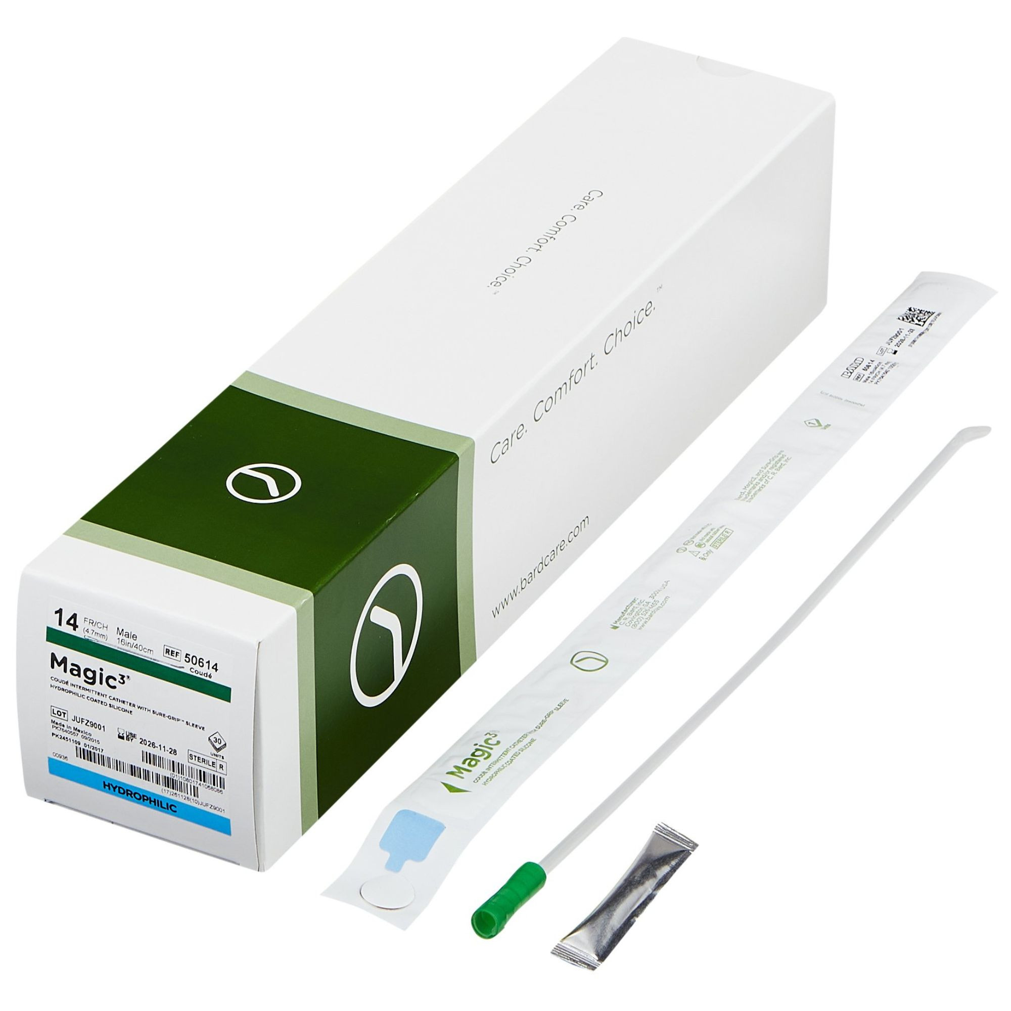 Magic3 Hydrophilic Male Intermittent Coude Tip Catheter with Sure-Grip