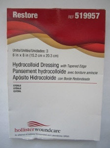 Restore Hydrocolloid Dressing with Tapered Edges, 519957, 6" X 8" - Box of 3