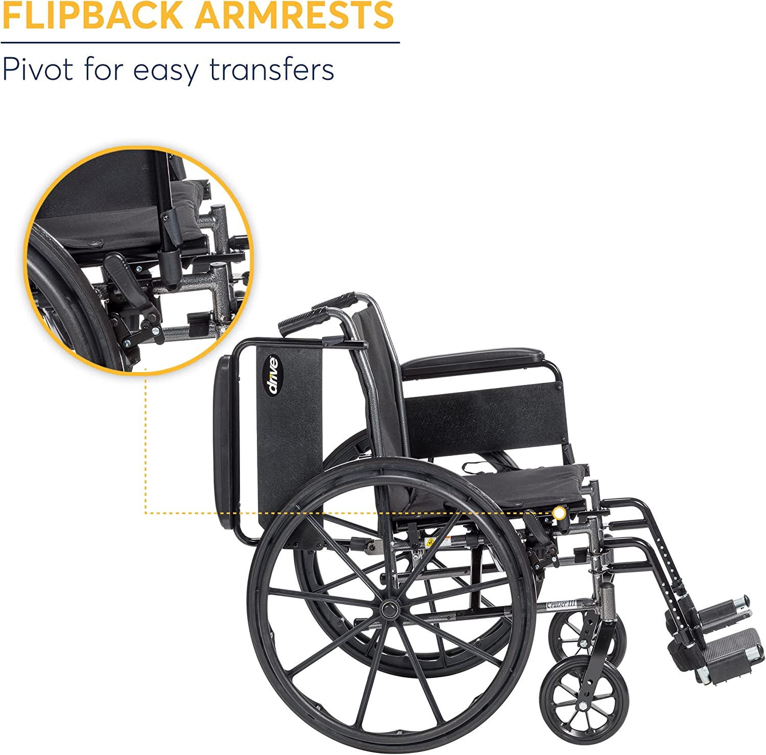 drive Cruiser III Lightweight Wheelchair, K318DFA-ELR, 18" - 1 Each