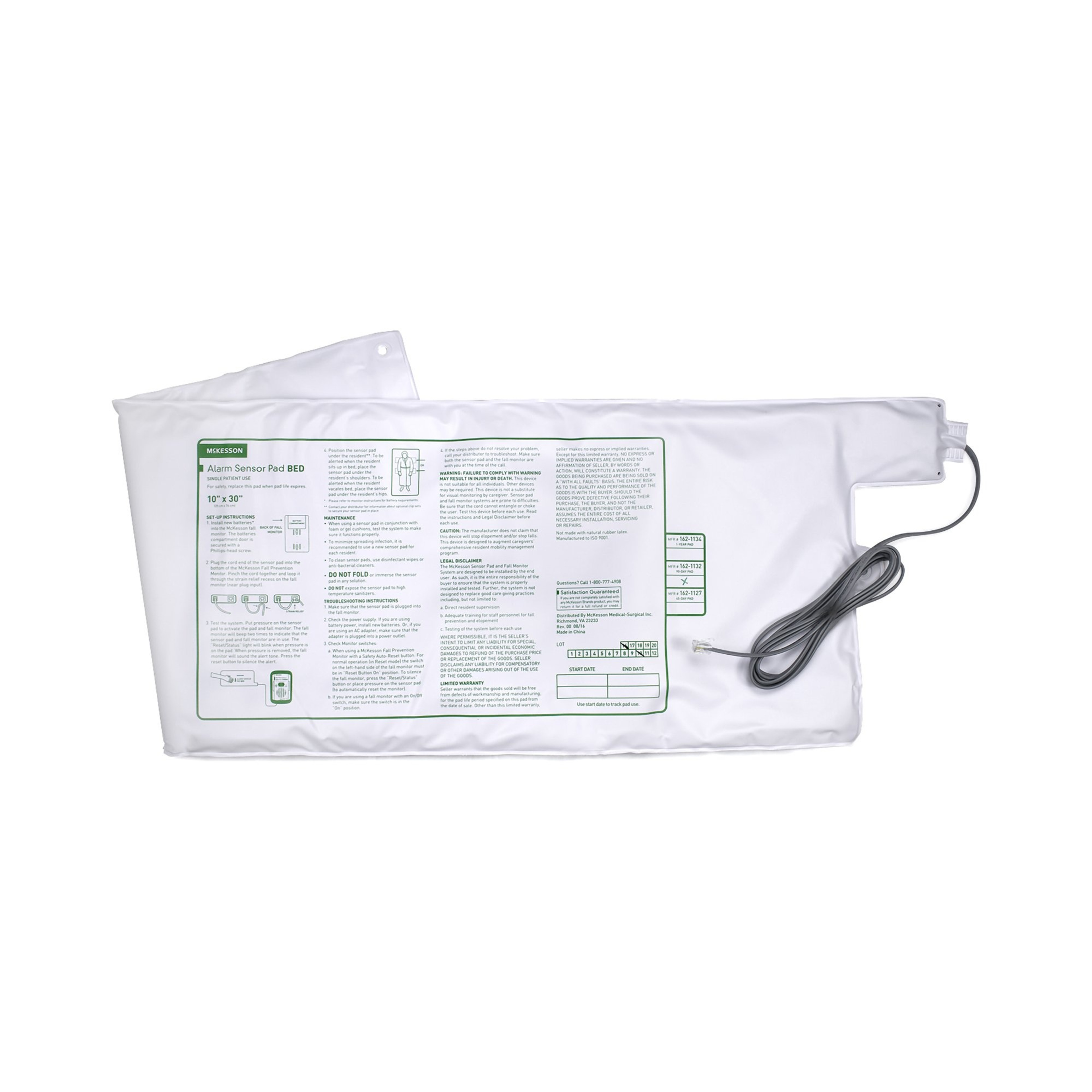 McKesson Bed Alarm Sensor Pad, 162-1132, 10 X 30" - 1 Each