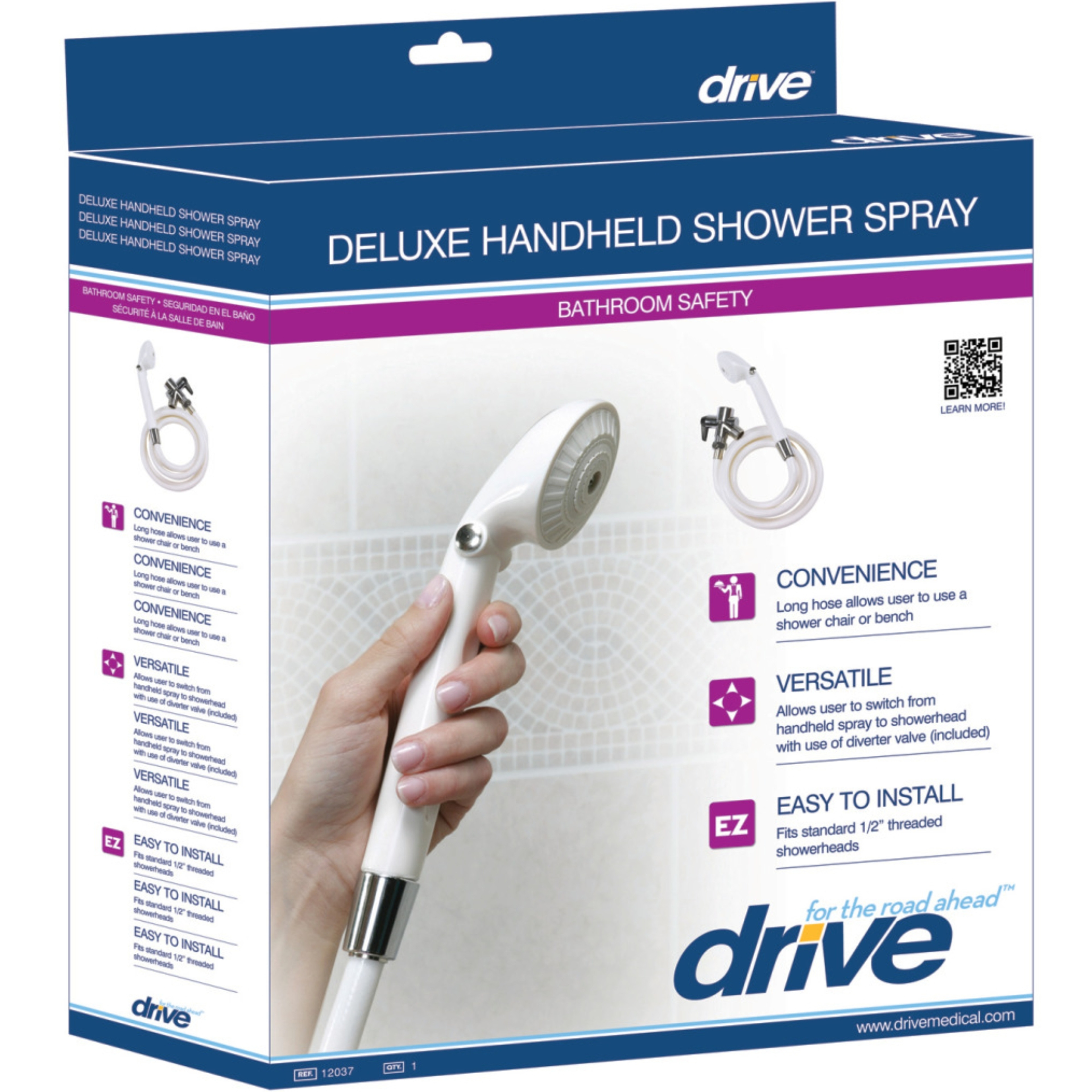 Drive Deluxe Handheld Shower Spray with Diverter Valve