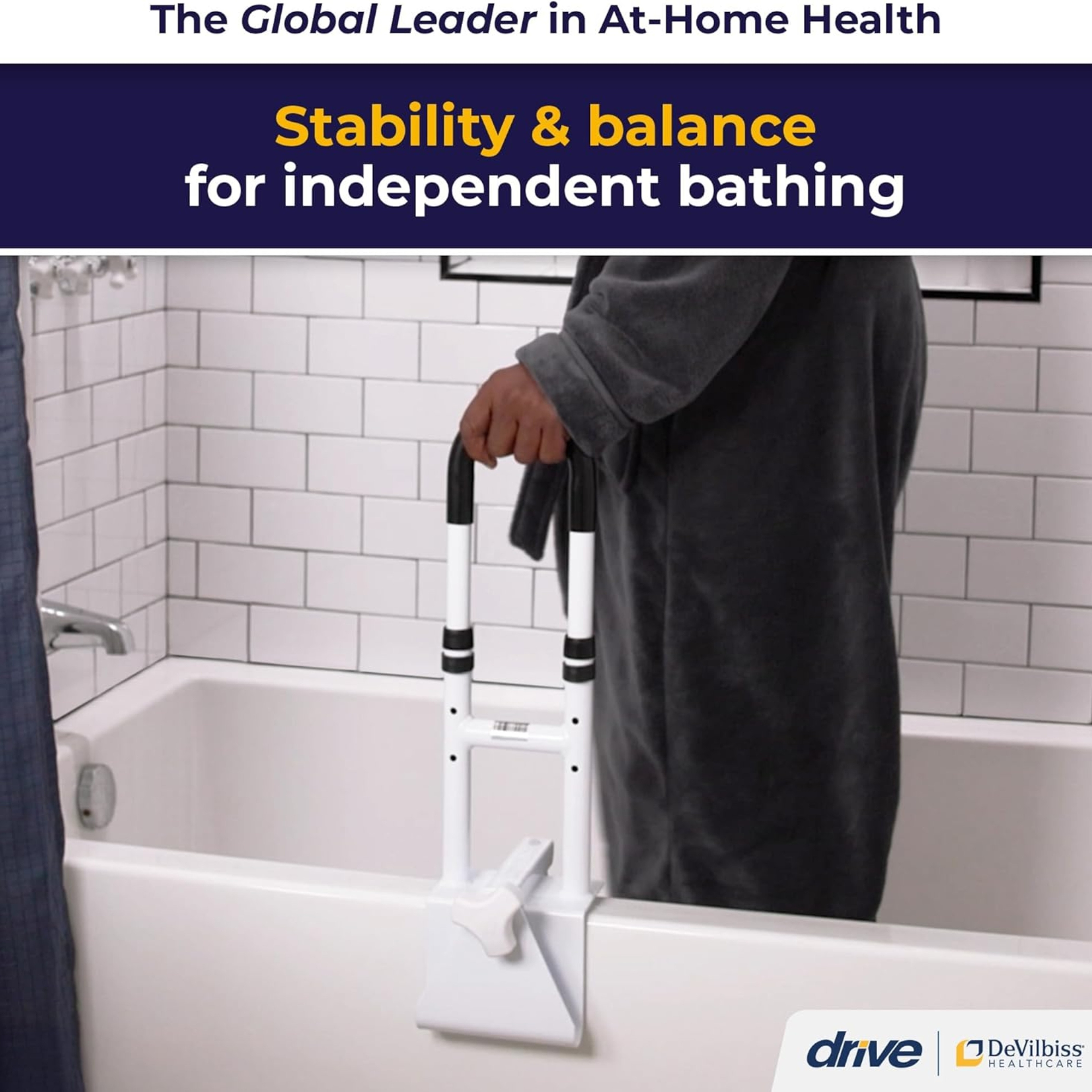 Drive Adjustable Height Clamp-On Tub Rail