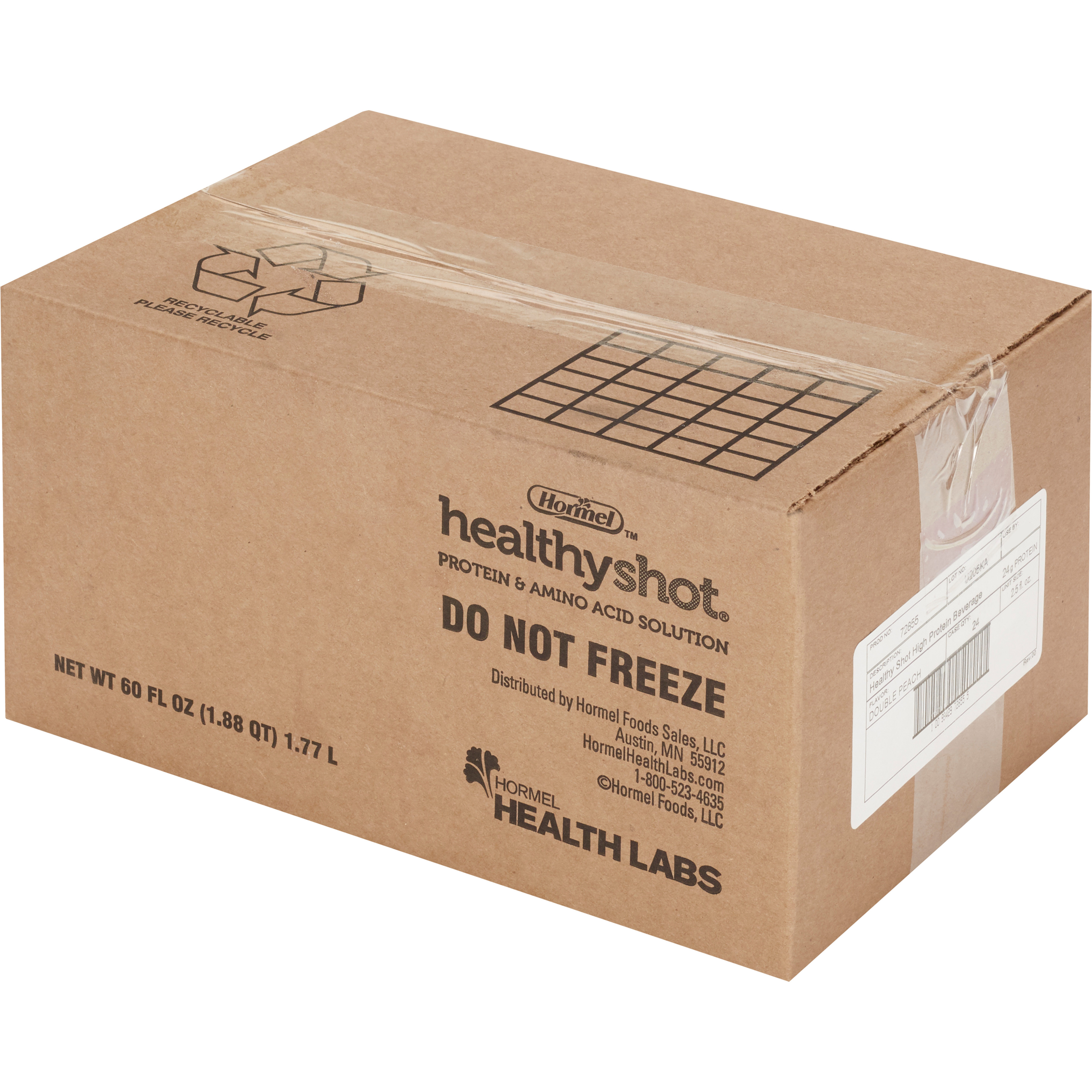 Healthy Shot Protein Supplement, Peach Flavor, 2.5 oz.