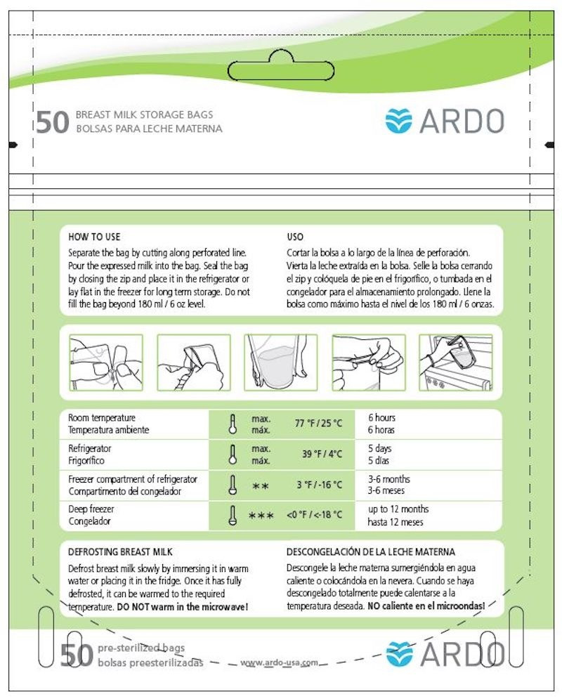 Ardo Medical Easy Store Breast Milk Storage Bags
