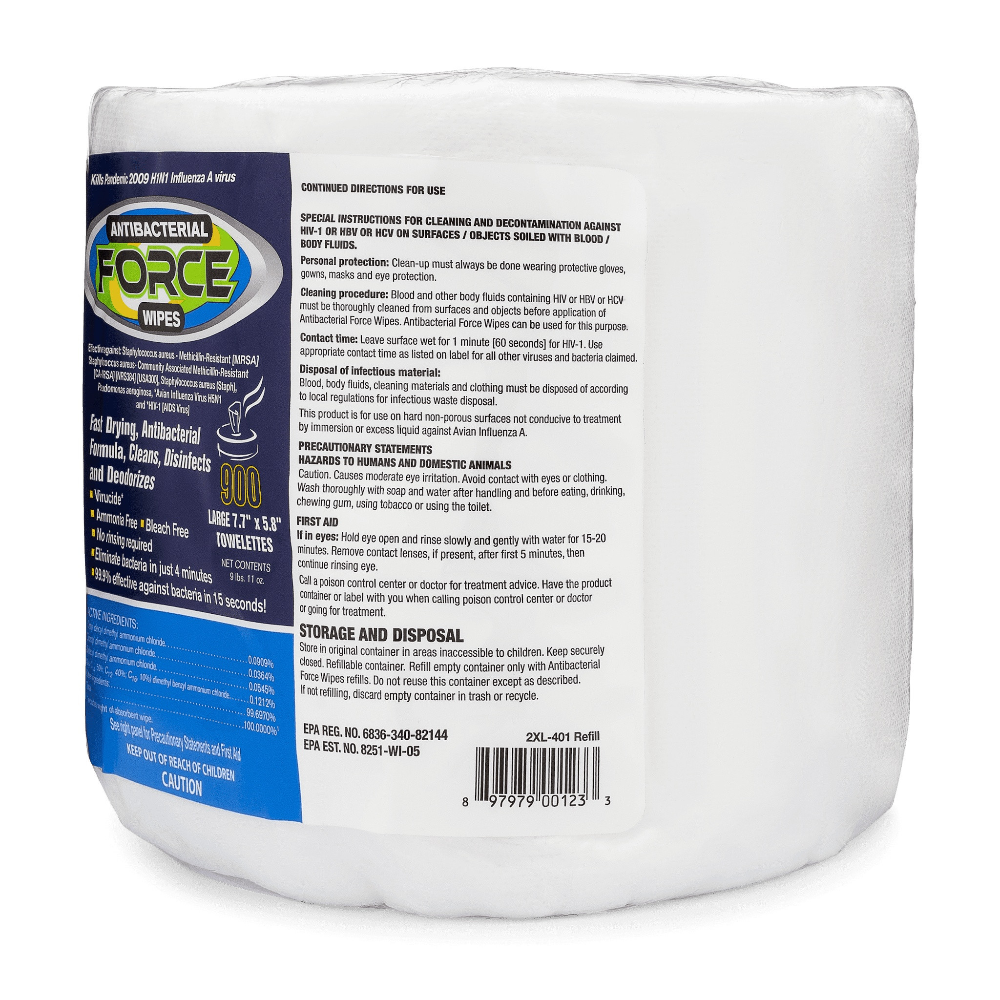 2XL Antibacterial Force Wipes Refill