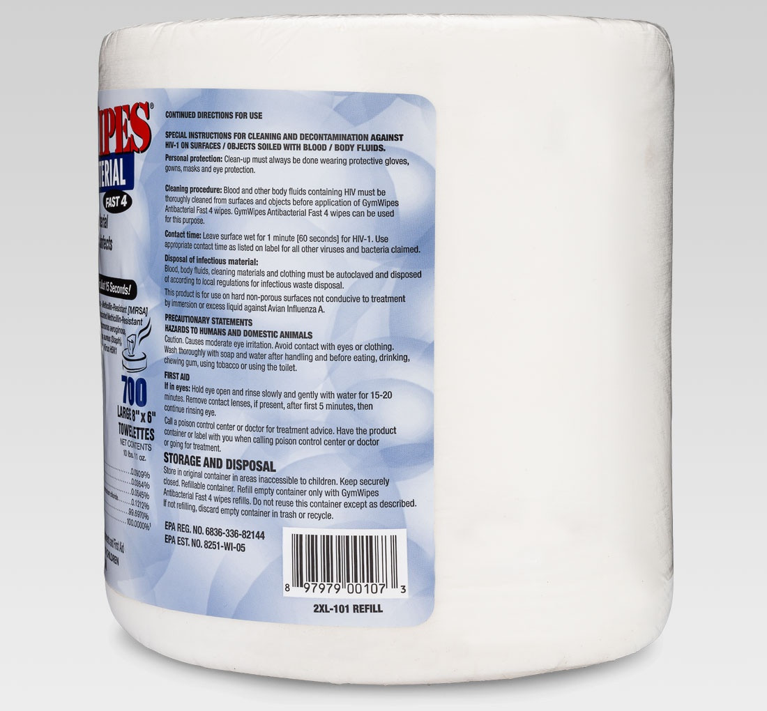 2XL GymWipes Antibacterial Fast 4 Refill