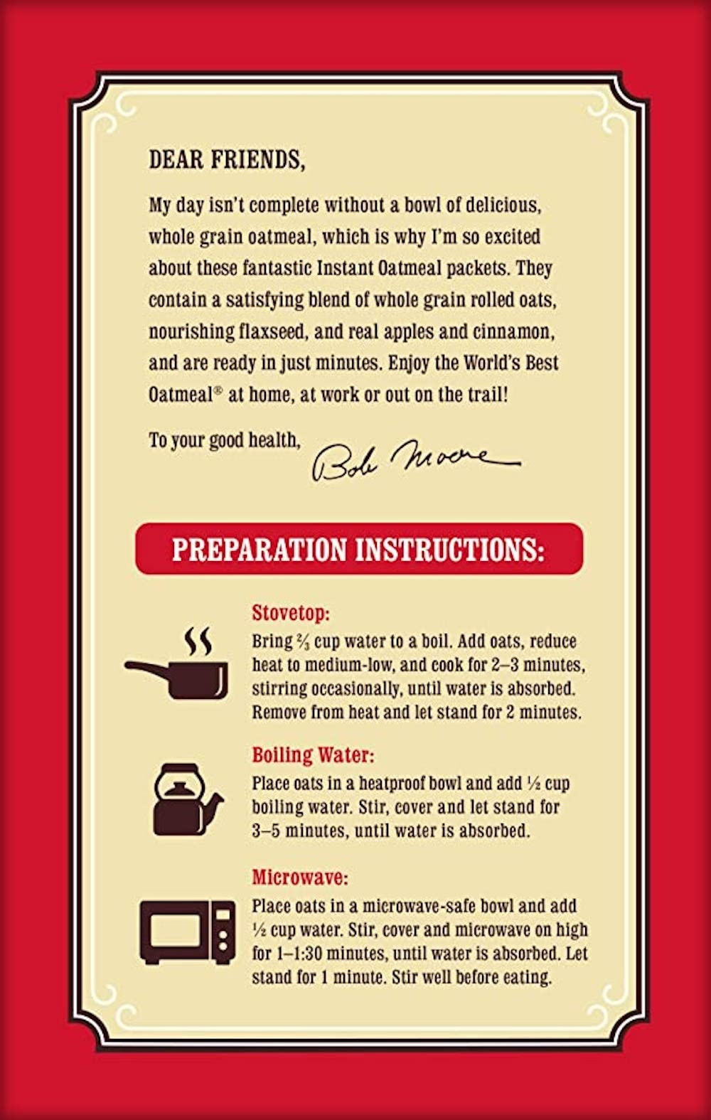 Bob's Red Mill Apple Pieces and Cinnamon Oatmeal