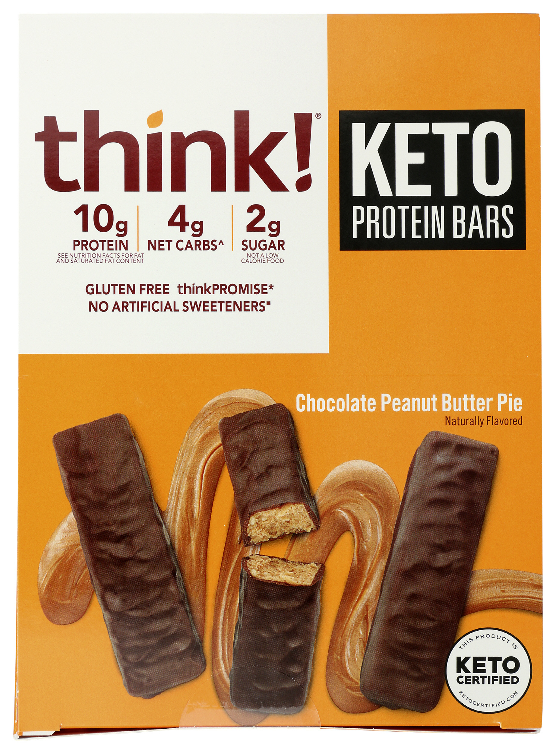 think! Keto Chocolate Peanut Butter Pie Protein Bars